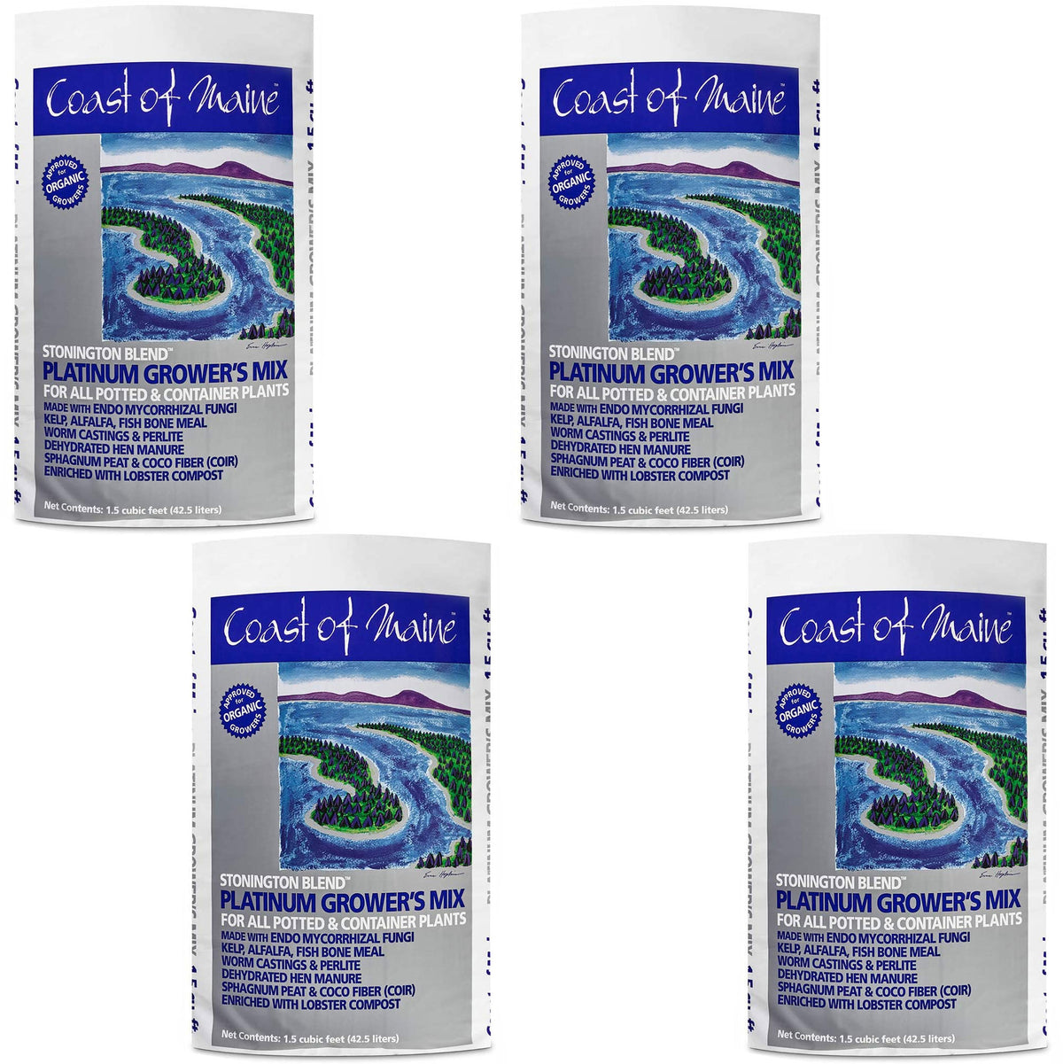 Coast of Maine CMSBO15 Garden Stonington Blend Organic Growers Mix (4 Pack)