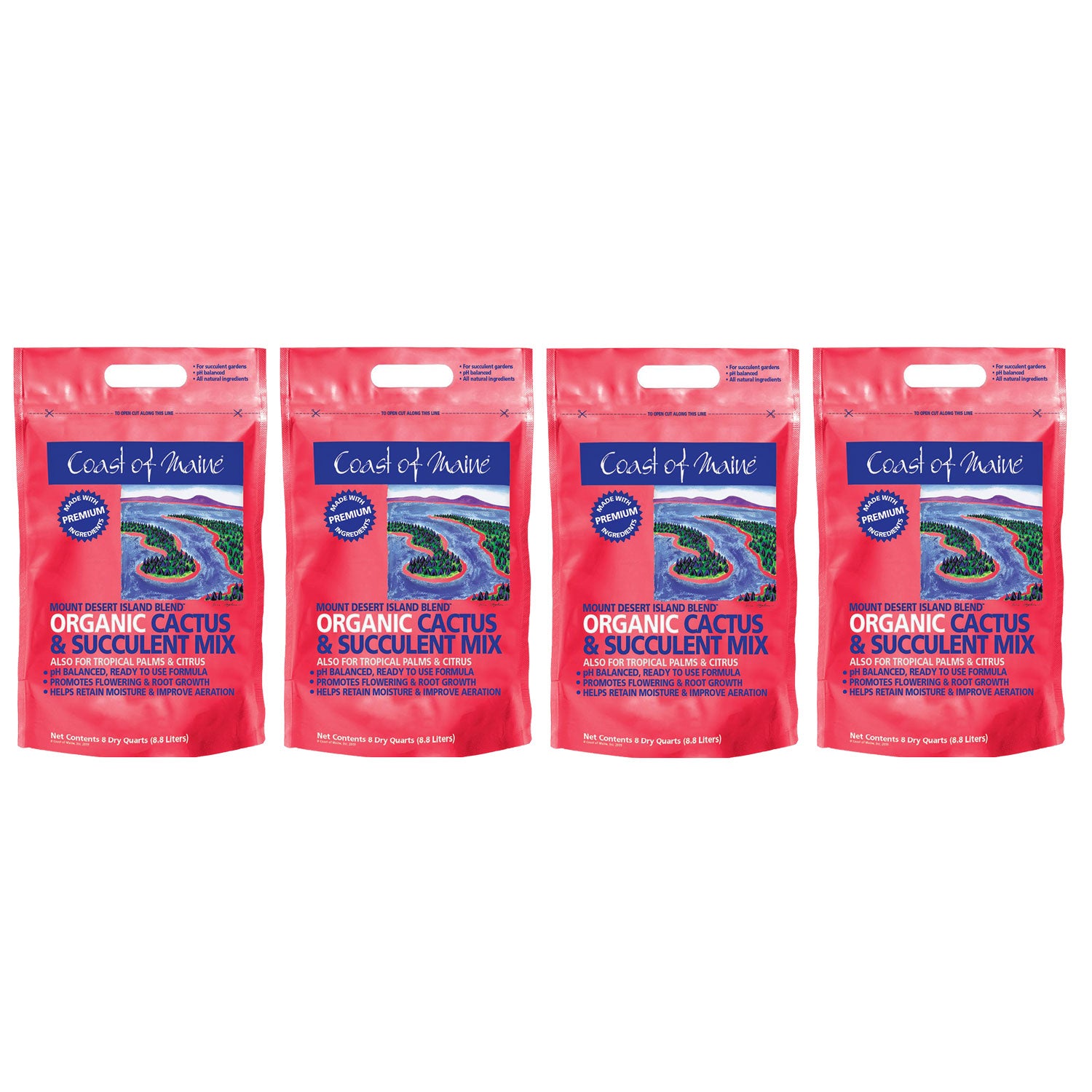 Coast of Maine Mount Desert Organic Cactus Succulent Mix, 8 Quart (4 Pack) - VMInnovations