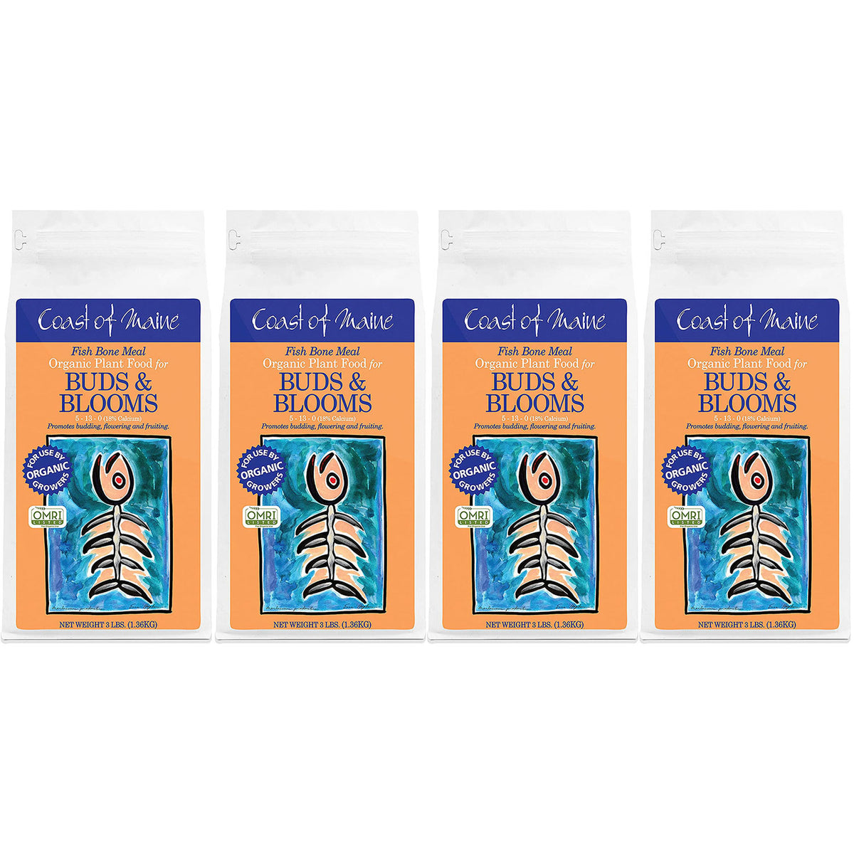 Coast of Maine Fish Bone Meal Pack Organic Potting Soil, 3 LB Bag (4 Pack)