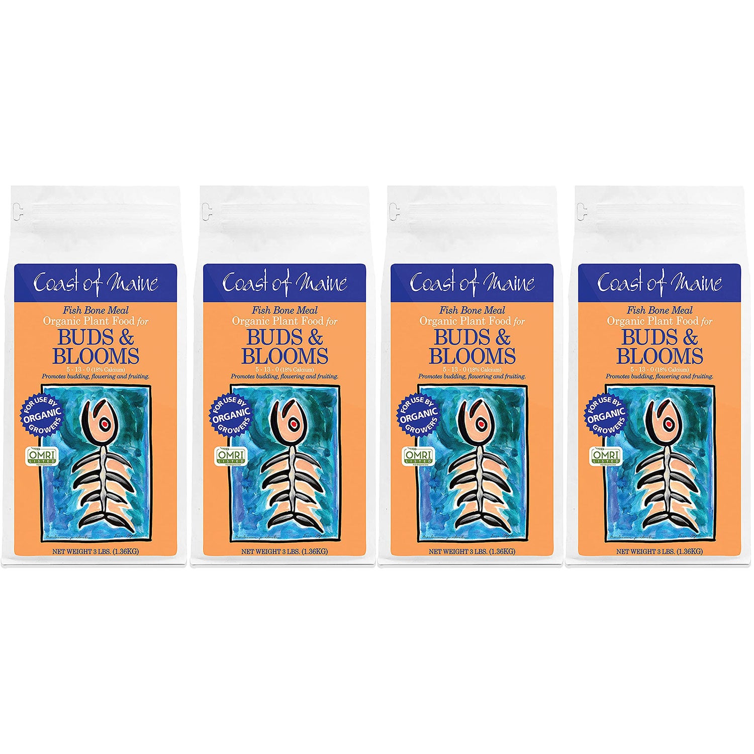 Coast of Maine Fish Bone Meal Pack Organic Potting Soil, 3 LB Bag (4 Pack)