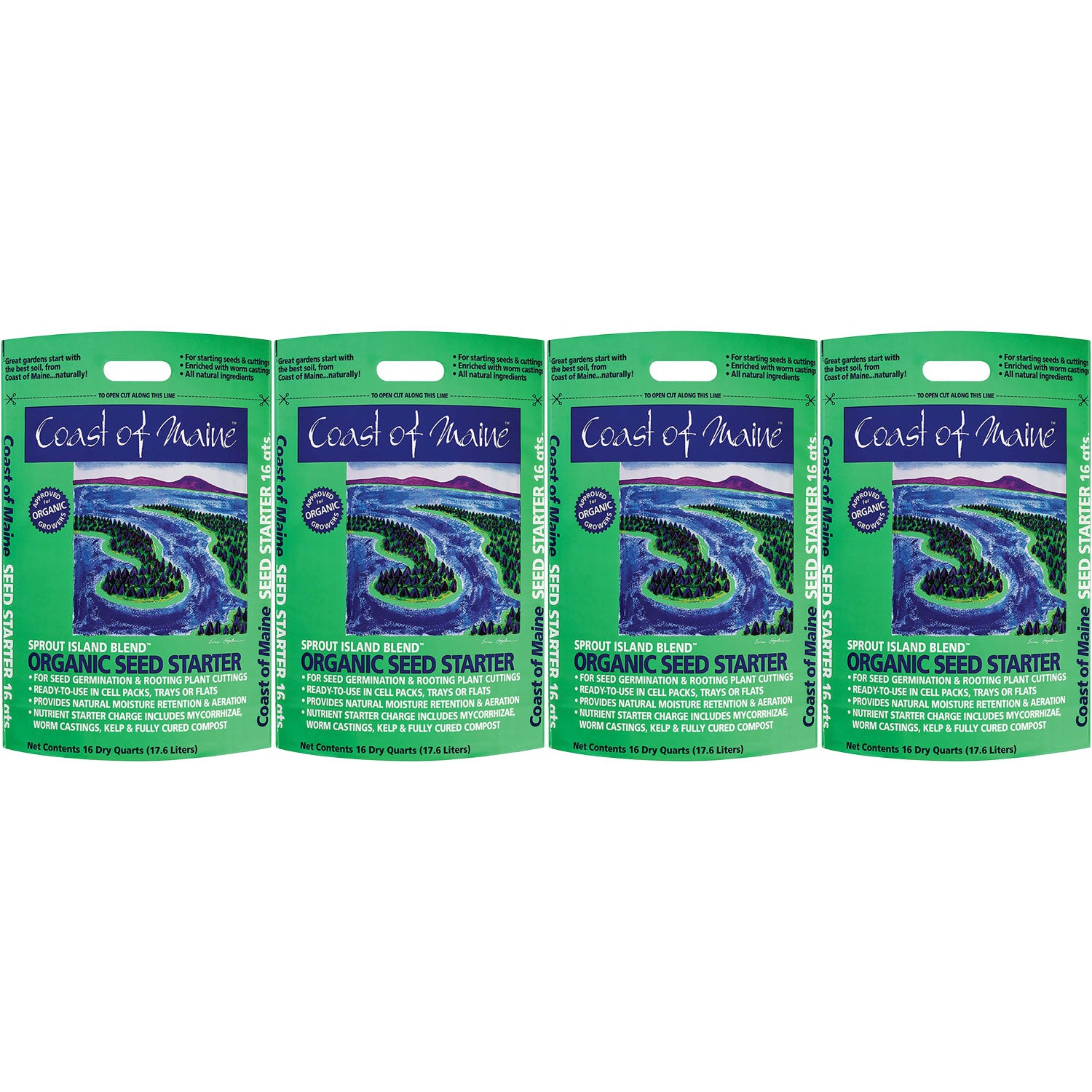 Coast of Maine Organic Seed Starter for Root Plant Cuttings, 16 Qt (4 Pack) - VMInnovations
