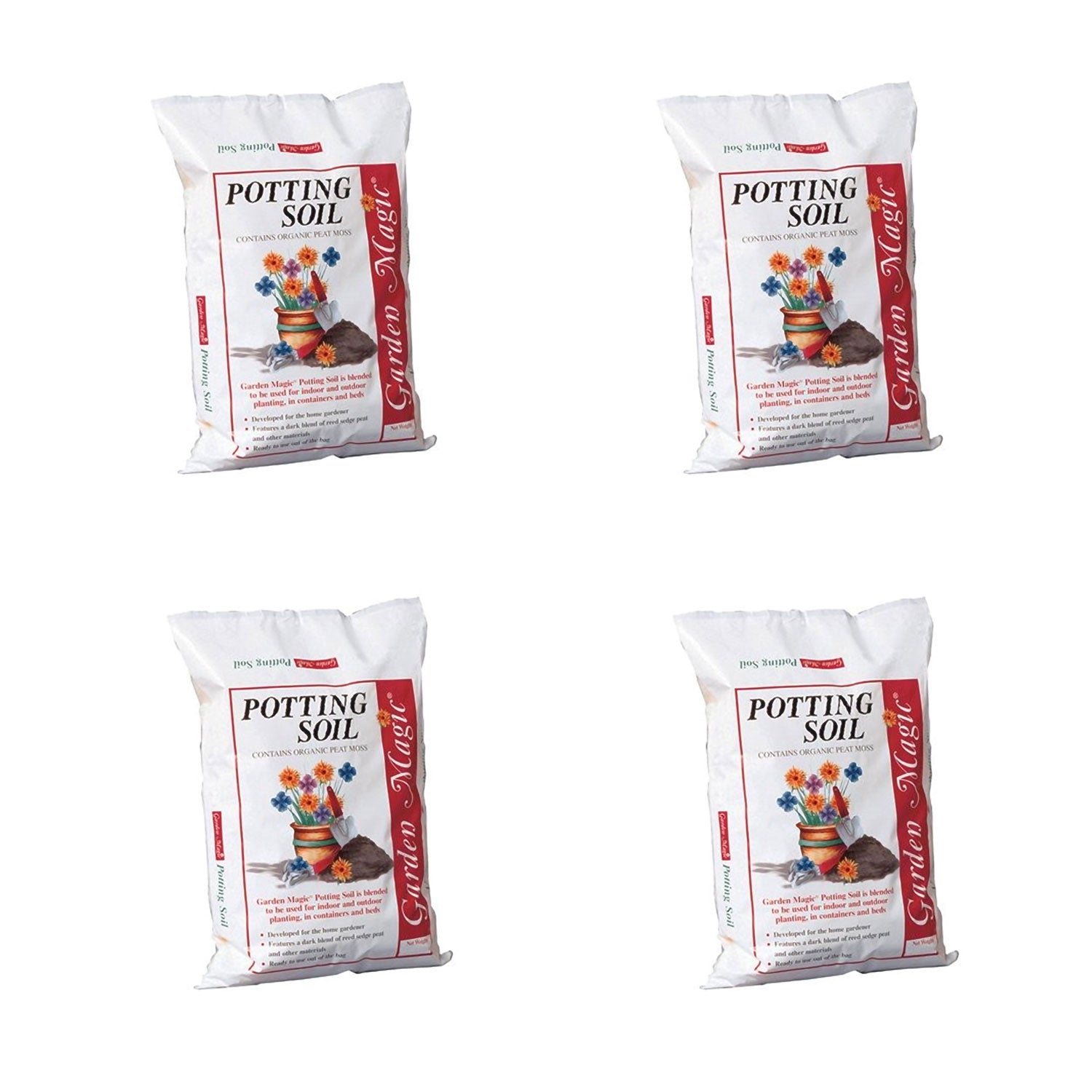Michigan Peat 5720 Garden Magic Potting Soil Mix, 20 Pound Bag (4 Pack) - VMInnovations