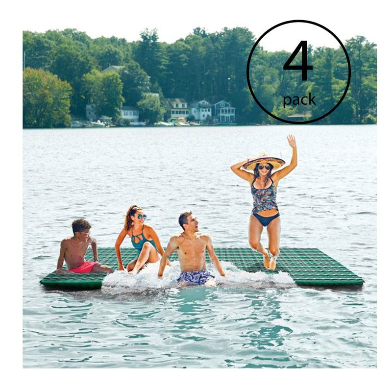 Aqua Leisure 11 Ft Inflatable Supersize Floating Platform, Stripes (4 Pack)