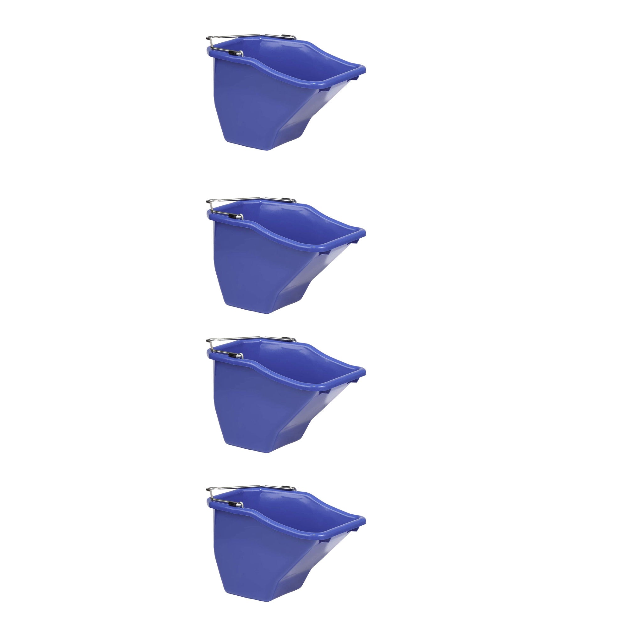 Little Giant 20 Quart Plastic Flat Back Livestock Feed Bucket, Blue (4 Pack)