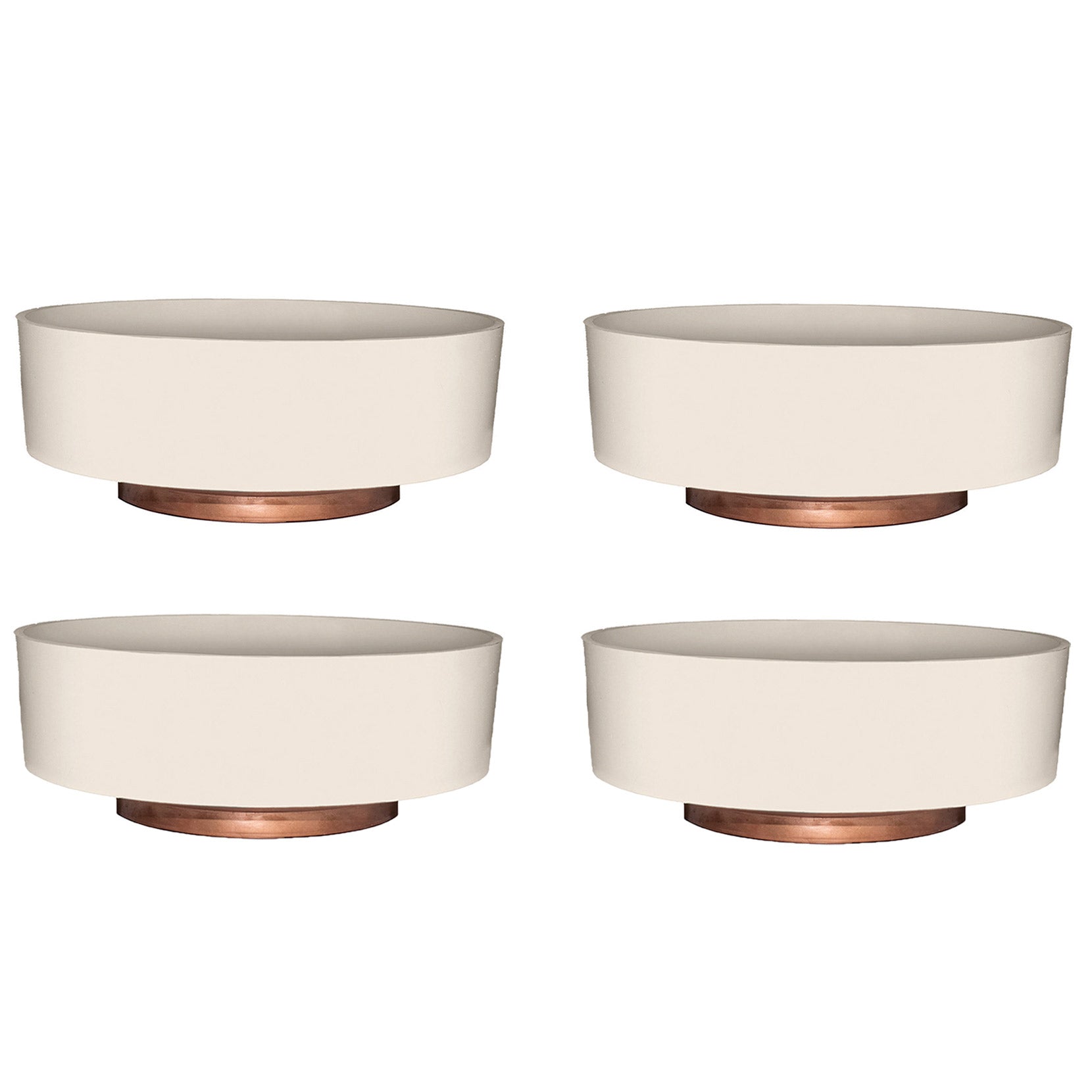 The HC Companies 6 Inch Capri Bowl Indoor Succulent Pot, Vanilla Bisque (4 Pack)