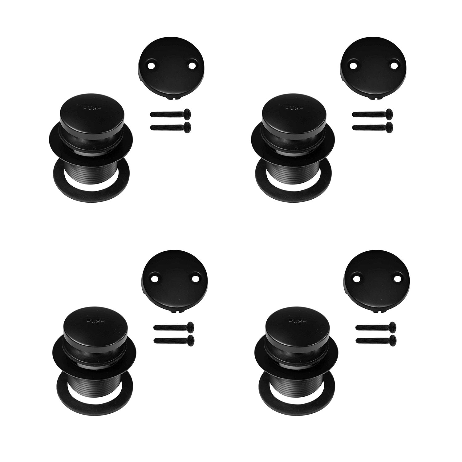 Westbrass 1.5 Inch Tiptoe Bathtub Trim Set w/ 2 Hole Faceplate, Black (4 Pack) - VMInnovations