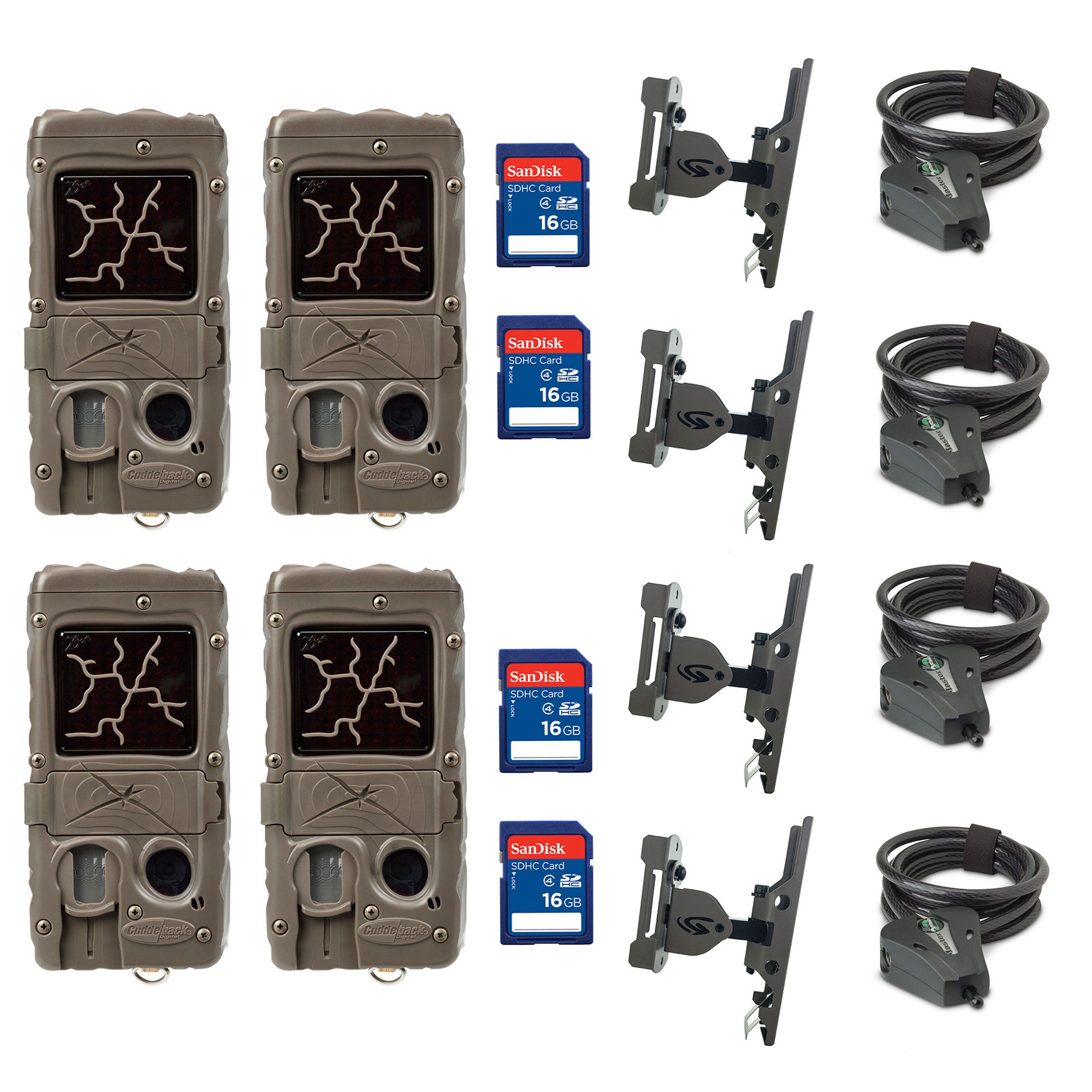 Cuddeback Game Camera (4pk) + SD Card (4pk) + Mount (4pk) + Security Cable (4pk) - VMInnovations