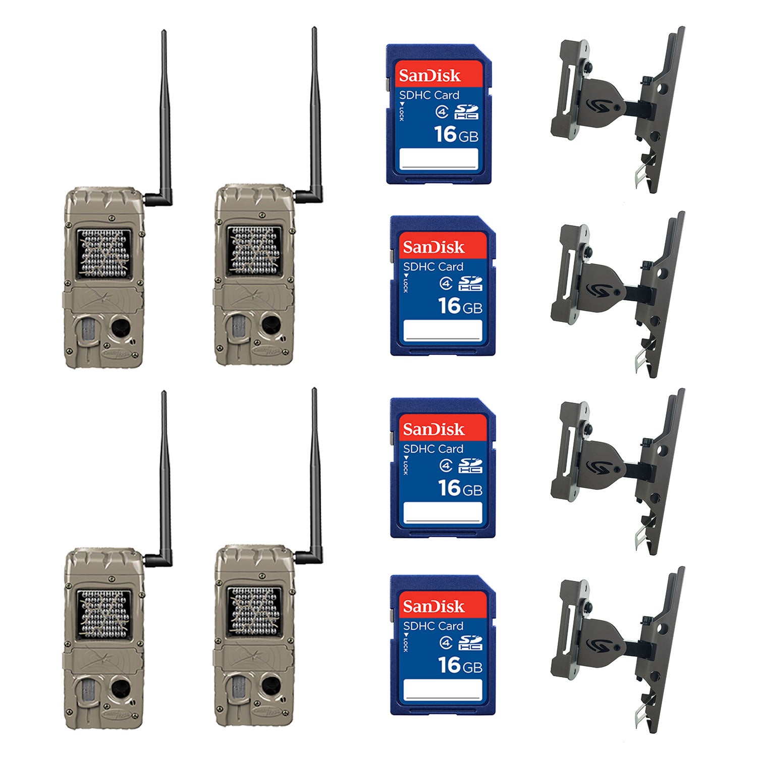 Cuddeback 20MP Trail Camera (4 pk) + 16GB SD Card (4 pk) + Camera Mount (4 pk) - VMInnovations