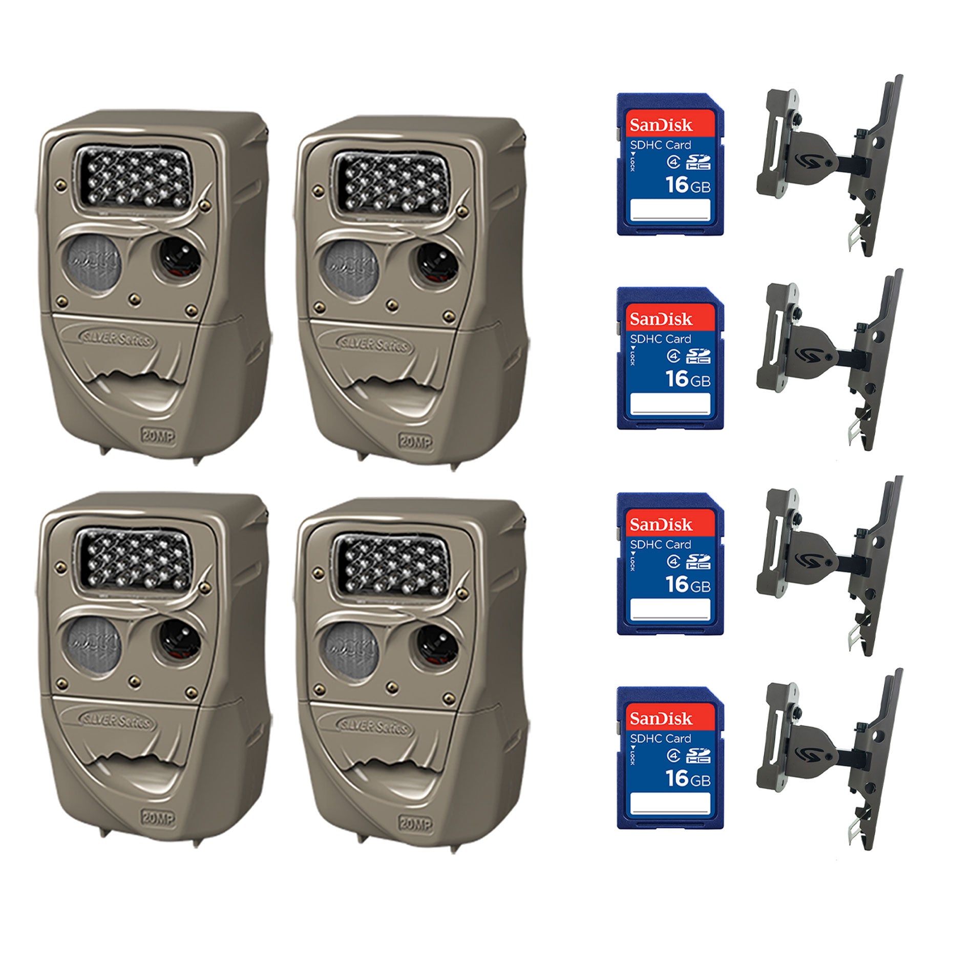 Cuddeback 20MP Trail Camera (4 pk) + 16GB SD Card (4 pk) + Camera Mount (4 pk) - VMInnovations