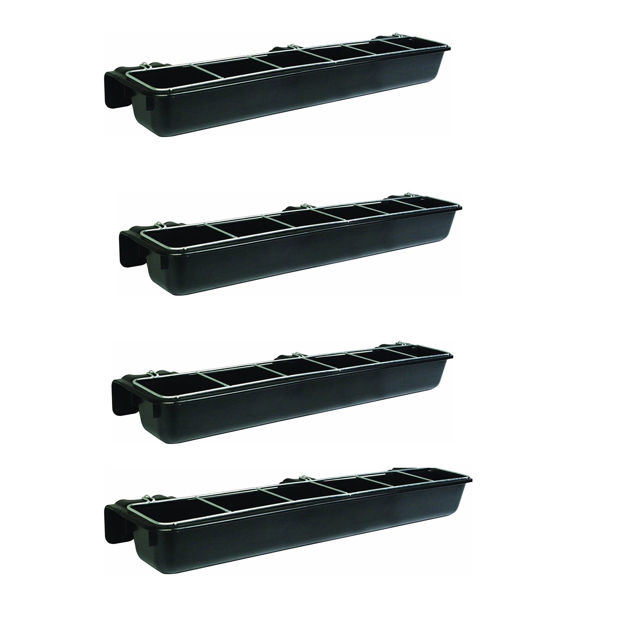 Little Giant Hook Over Goat Trough Heavy Duty Steel 9 Quart Feeder (4 Pack) - VMInnovations
