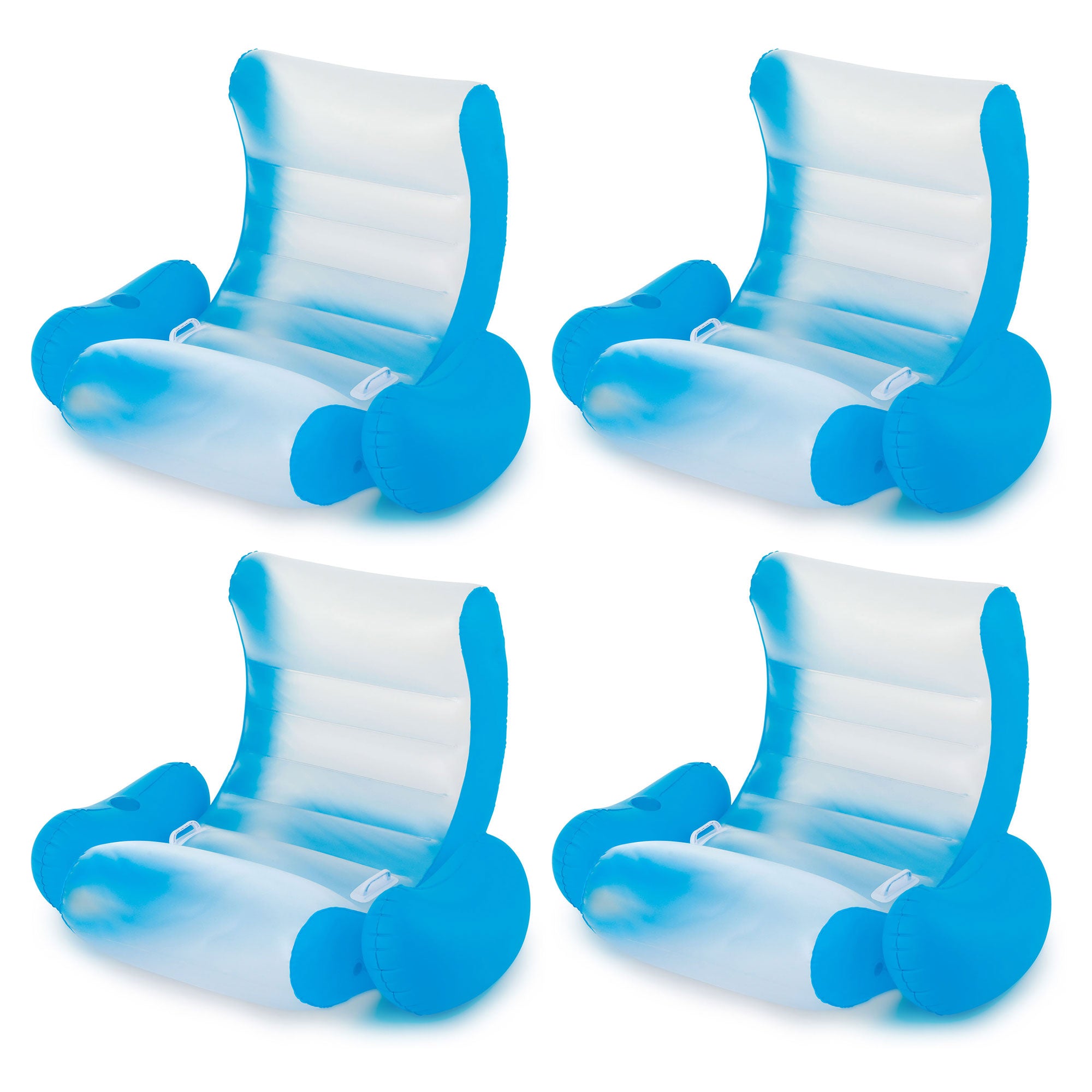 Summer Waves Inflatable Pool Rocking Chair Lounge with Aqua Glow LED (4 Pack)