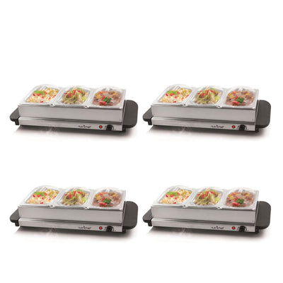 NutriChef 3 Pot Electric Hot Plate Buffet Warmer Chafing Serving Dish (4 Pack)
