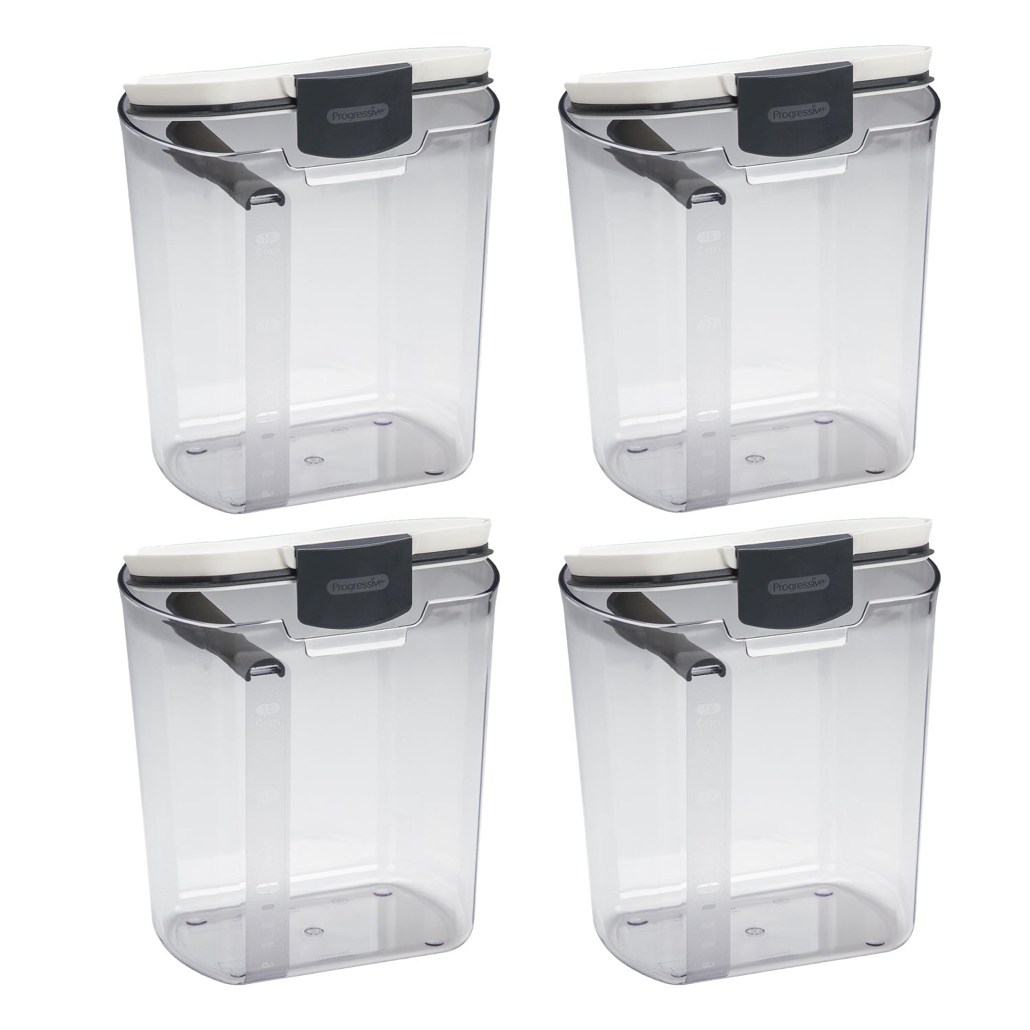 Progressive International ProKeeper Clear Plastic Flour Food Container, (4 Pack)
