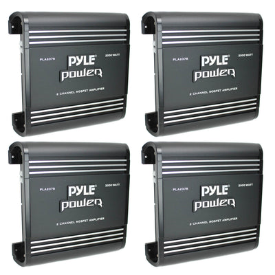 Pyle PLA2378 Bridgeable 2 Channel 2000 Watt Car Audio Mosfet Amplifier (4 Pack)