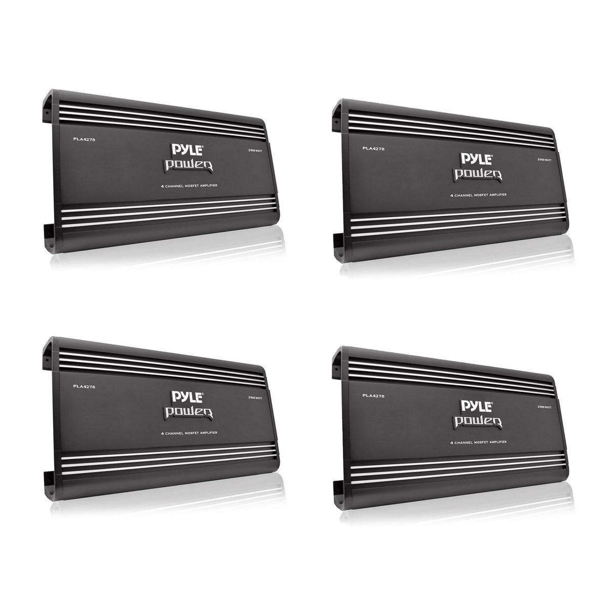 Pyle PLA4278 Bridgeable 4 Channel 2000 Watt Car Audio Mosfet Amplifier (4 Pack)