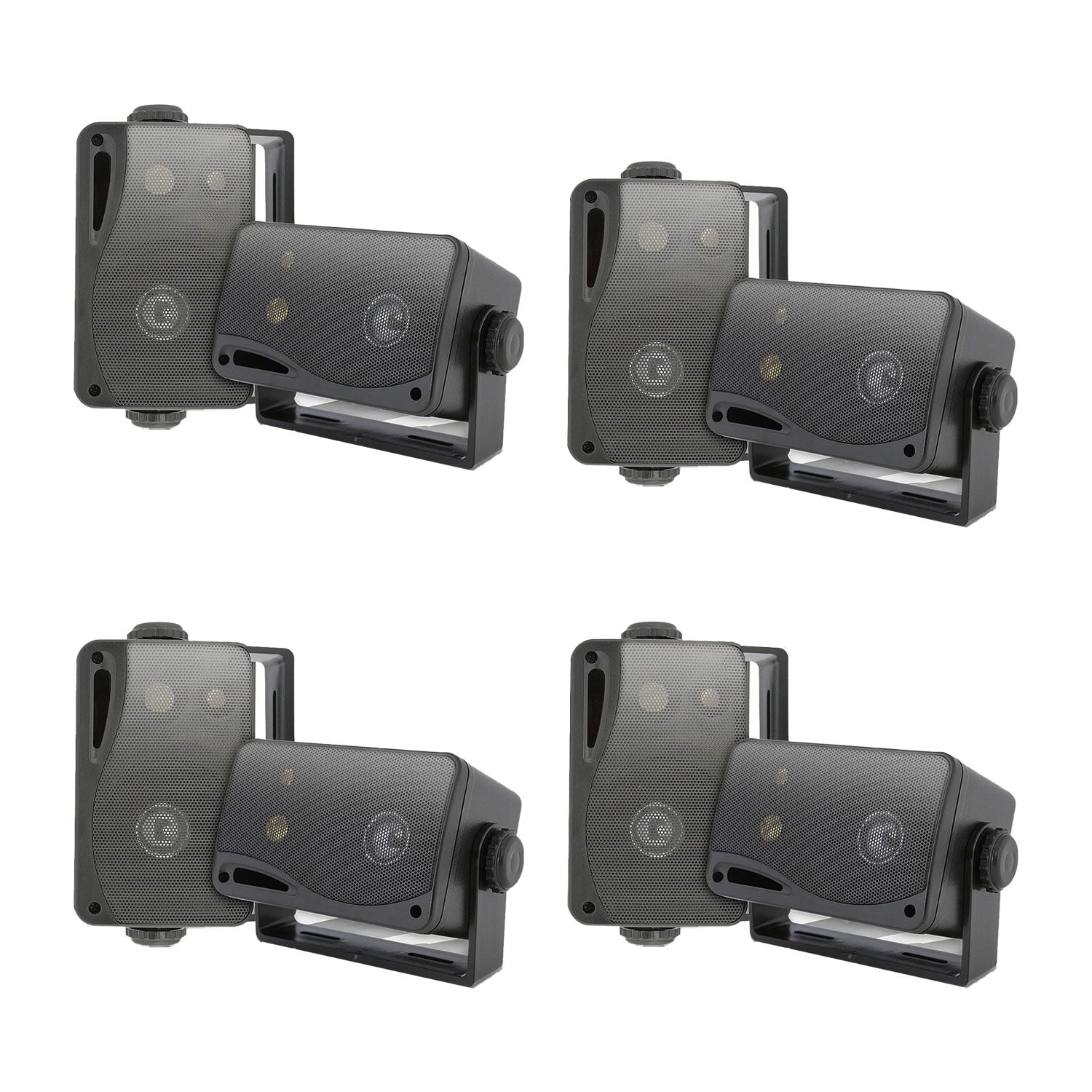 Pyle PLMR24B 3.5 Inch 3 Way Weatherproof Marine Audio Speakers, Black (4 Pair) - VMInnovations