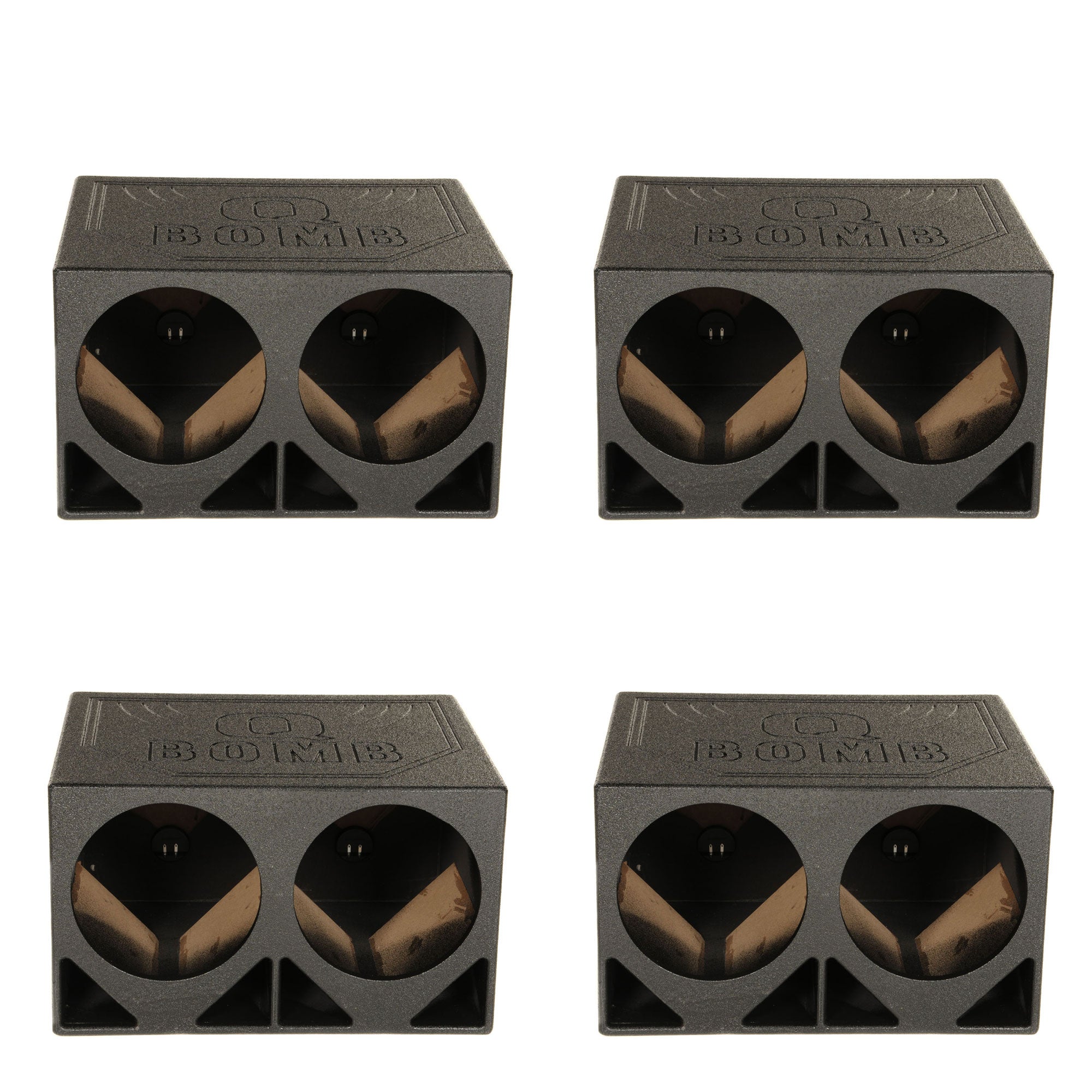 QPower QBOMB12TB Dual 12" Triangle Ported Car Audio Subwoofer Enclosure (4 Pack)