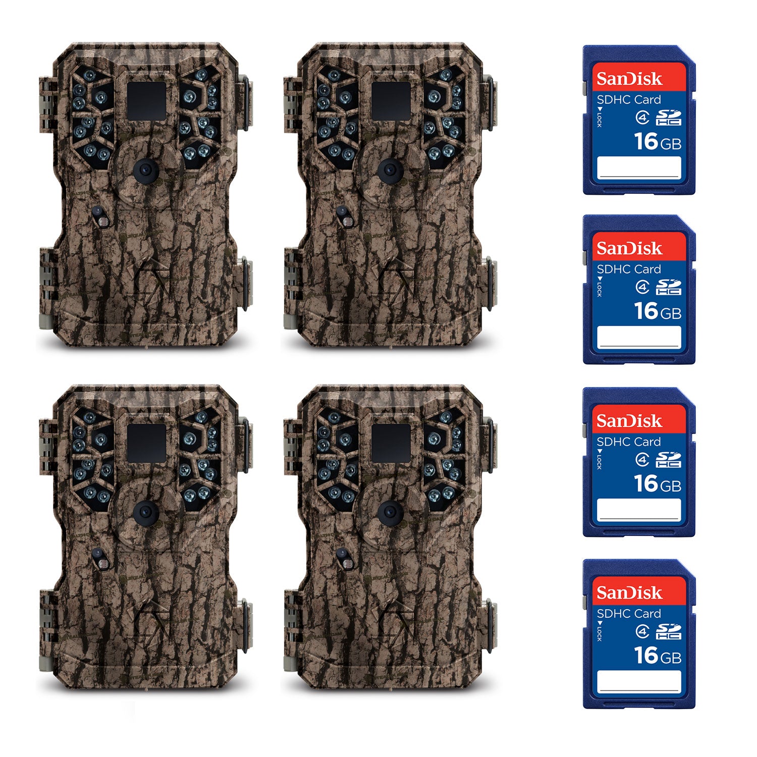 Stealth Cam 8MP Game Camera (Certified Refurbished)(4 Pk) + 16GB SD Card (4 Pk)