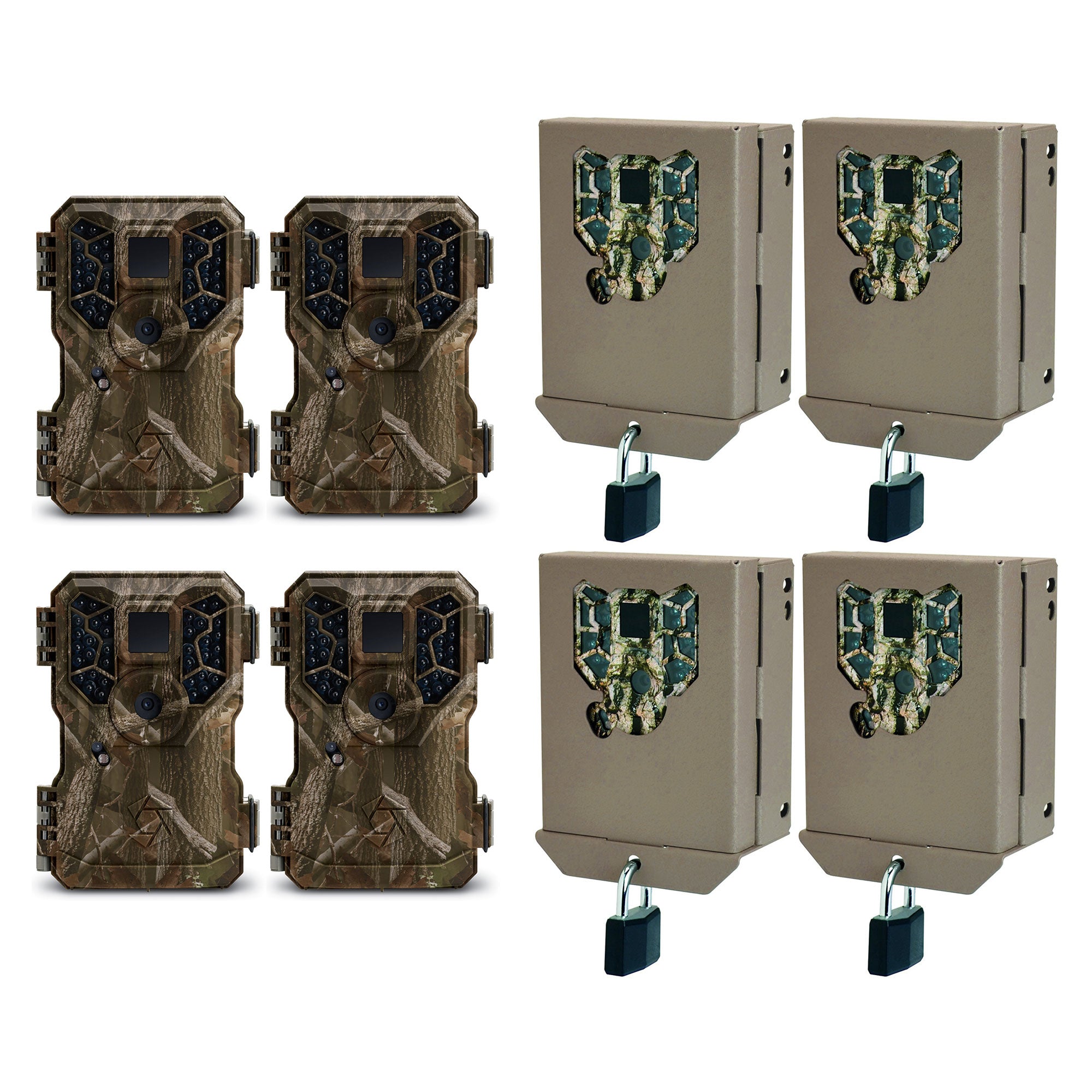 Stealth Cam GSM 8MP No Glo Mini Infrared Game Camera and Security Case (4 Pack)