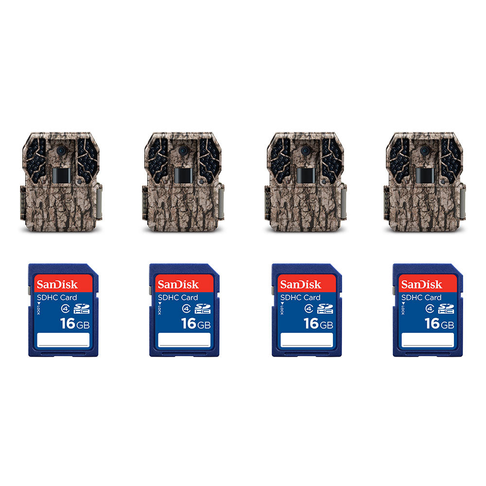 Stealth Cam 10MP Trail Camera (4 Pack) & SanDisk 16GB SD Memory Card (4 Pack)