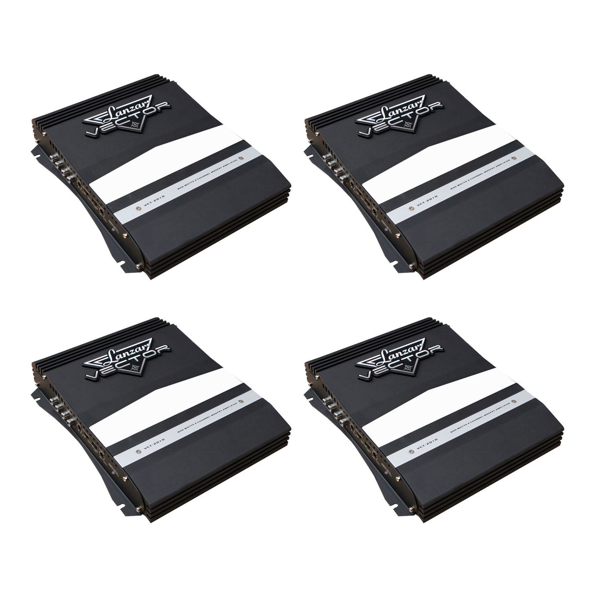 LANZAR VCT2010 Vector 800 Watt 2 Channel Bridgeable Car Audio Amplifier (4 Pack)