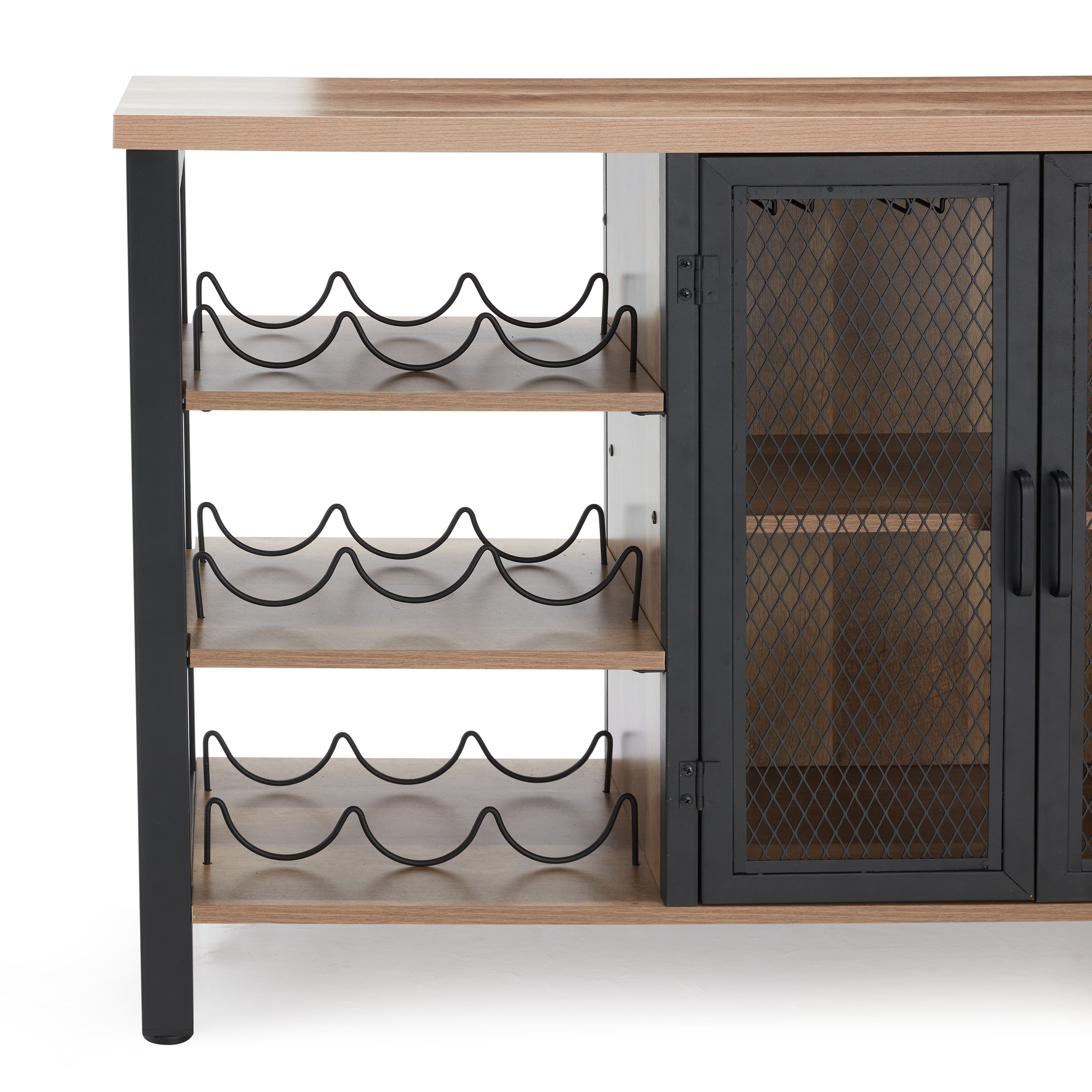 Jomeed Industrial Farmhouse Wooden Buffet Cabinet with Wine Rack (Used) - VMInnovations
