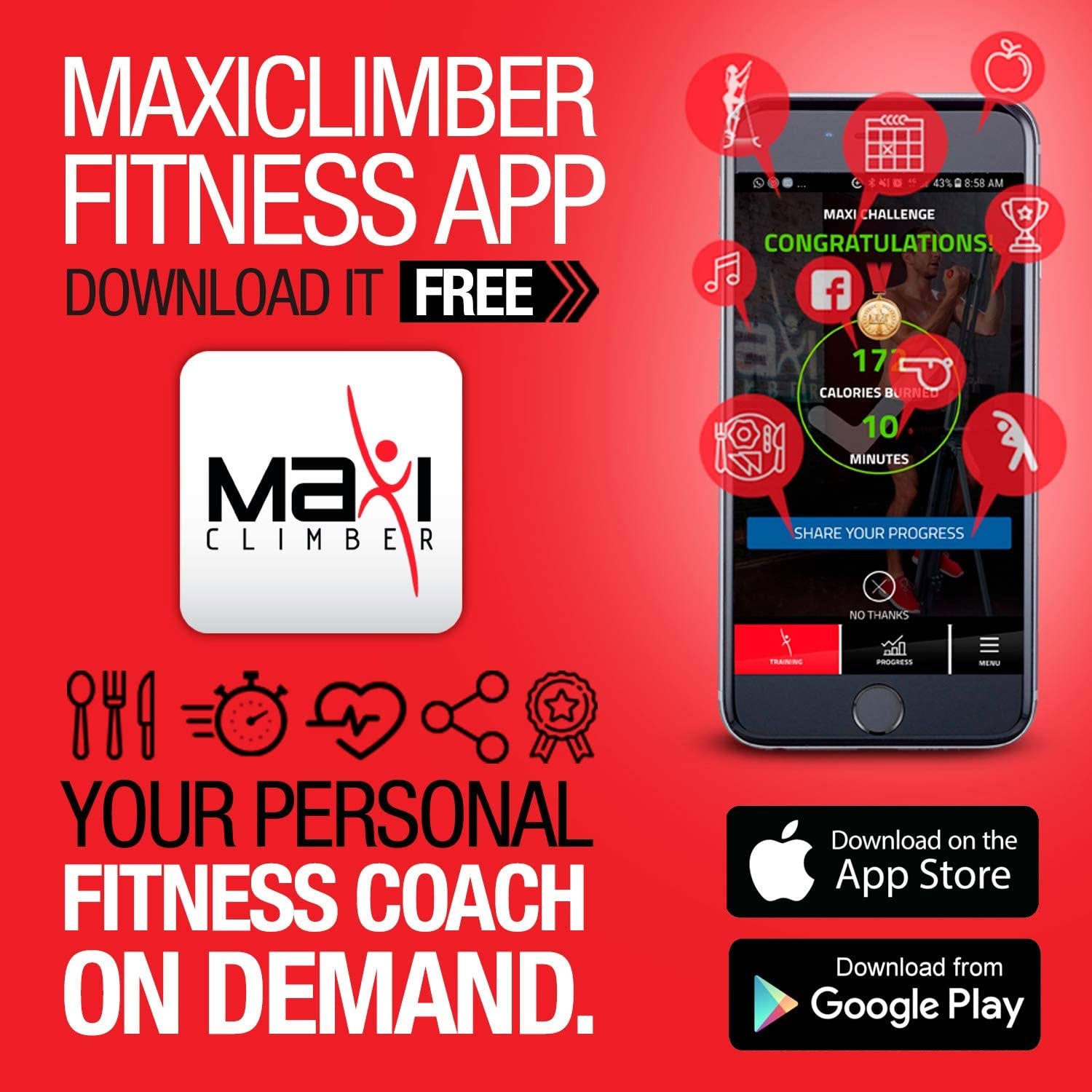 MaxiClimber Classic Vertical Resistance Climber & Exercise Cardio Workout System - VMInnovations