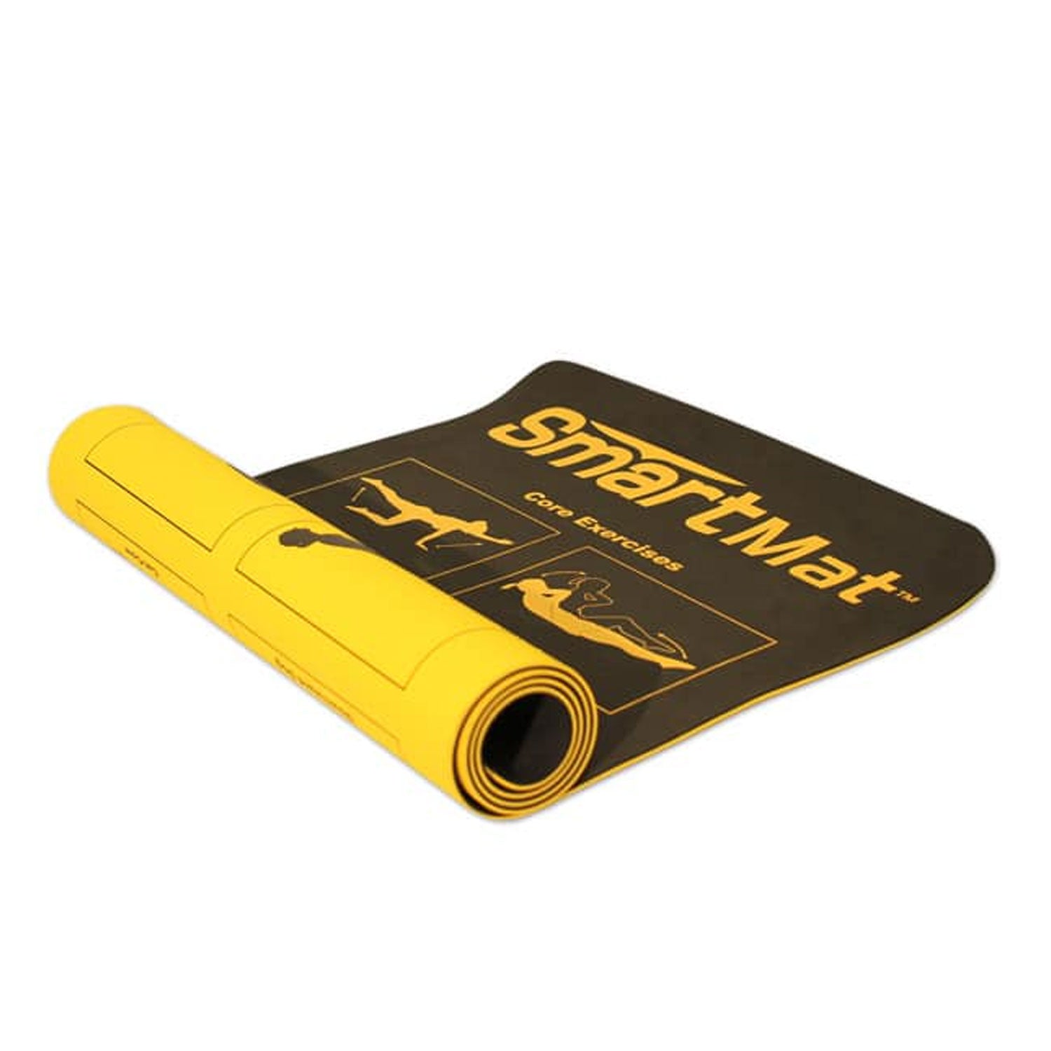 Prism Fitness 6mm Smart Mat w/ Exercises and Stretching Poses, Yellow (Open Box)