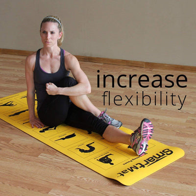 Prism Fitness 6mm Smart Mat w/ Exercises and Stretching Poses, Yellow (Open Box)