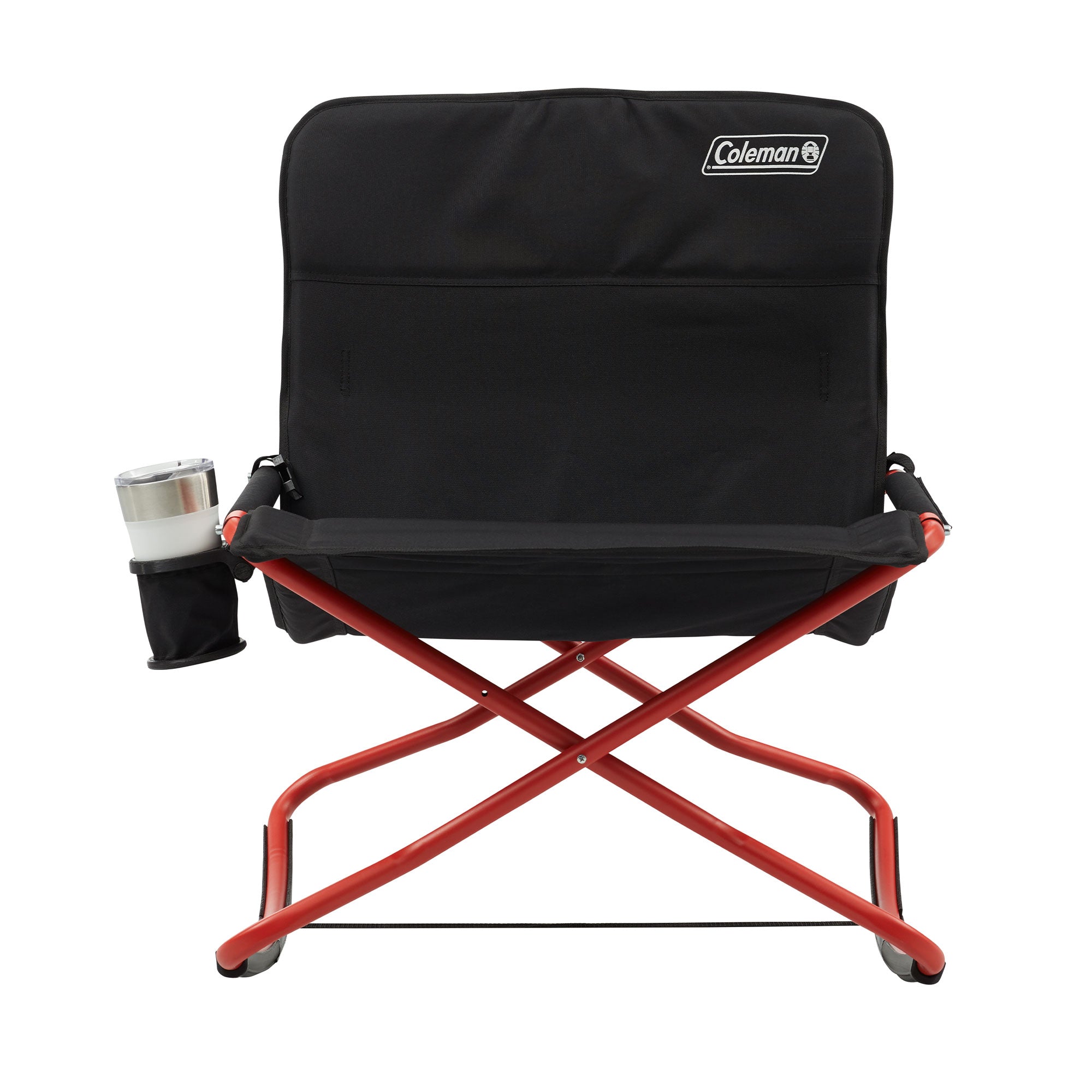 Coleman Cross Rocker Outdoor Foldable Rocking Chair with Padded Arms, Black/Red