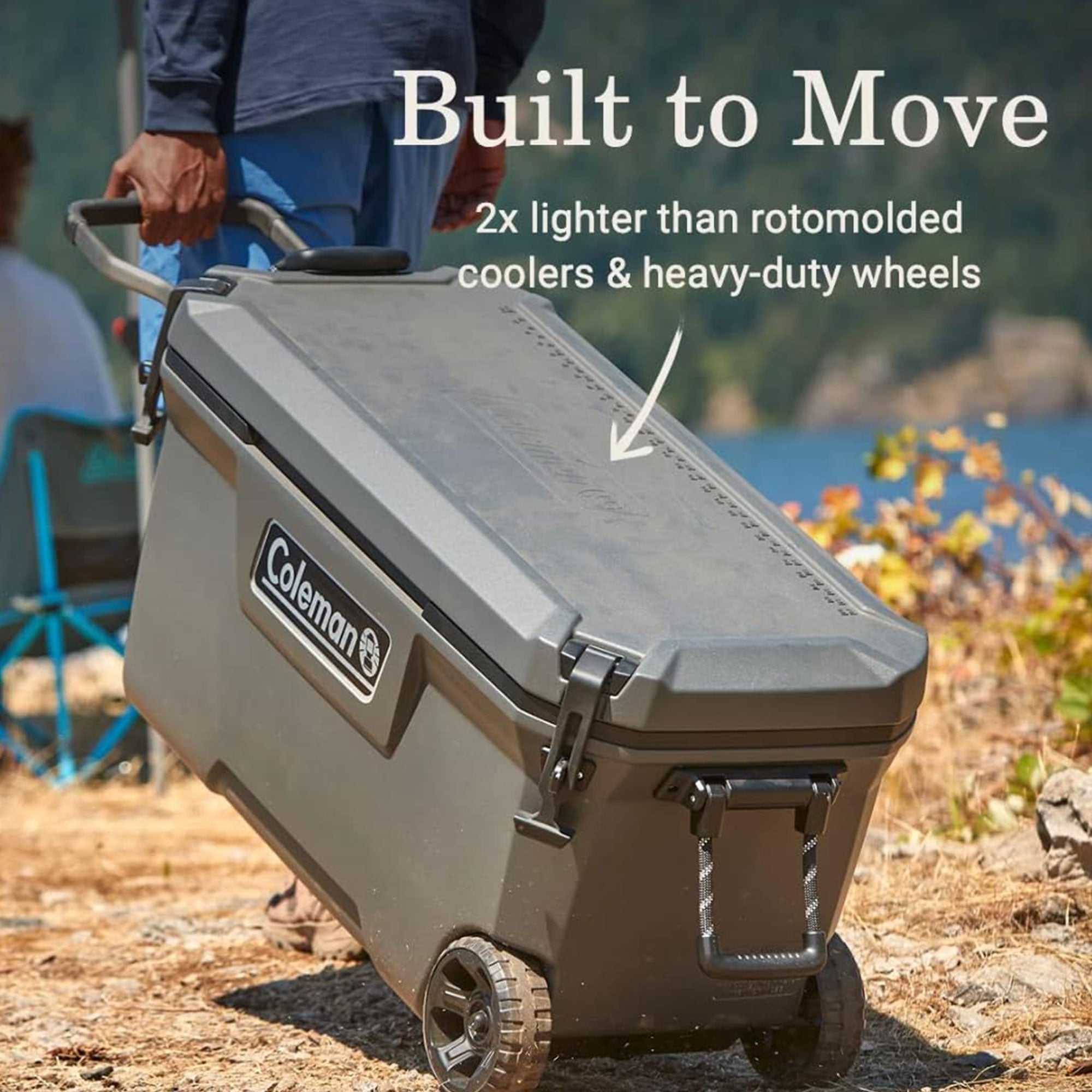 Coleman Convoy Series 100 Quart Cooler with Wheels and Metal Handle, Dark Storm