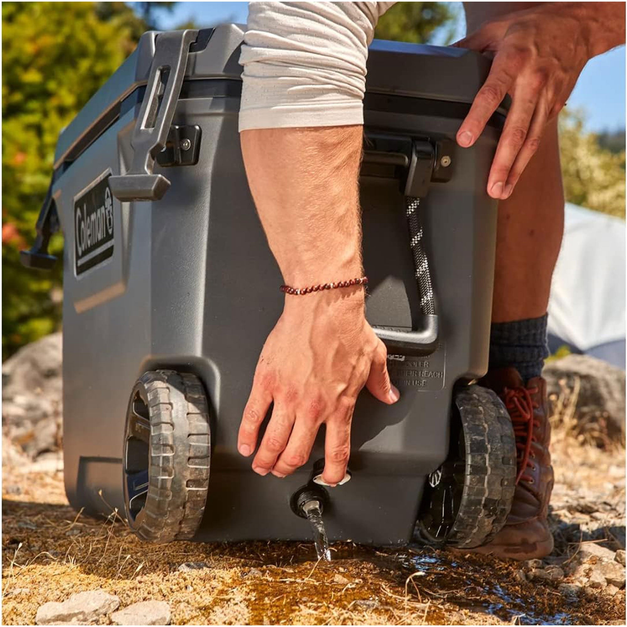 Coleman Convoy Series 100 Quart Cooler with Wheels and Metal Handle, Dark Storm