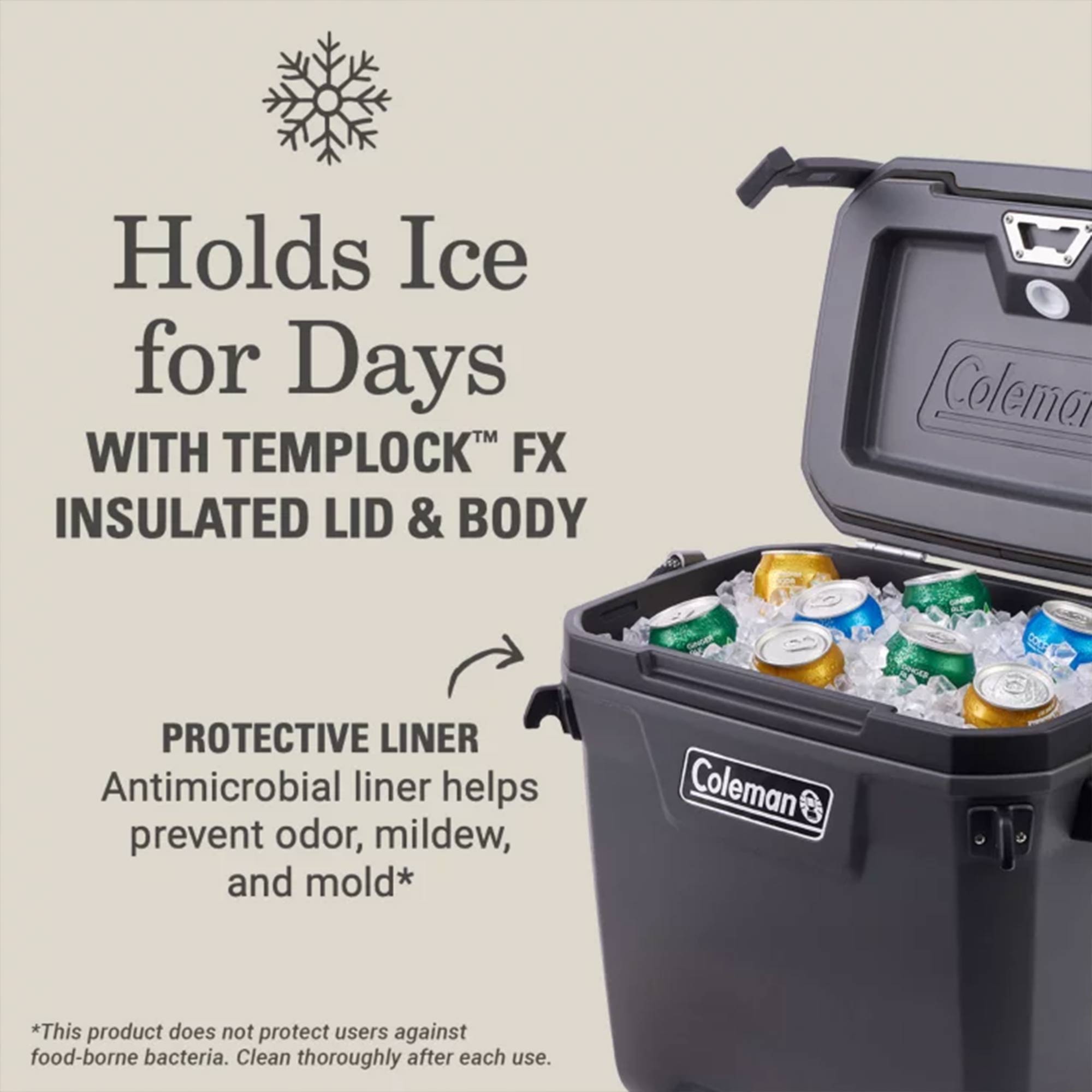 Coleman Convoy Series 28 Quart Cooler with Reflective Rope Handles, Dark Storm