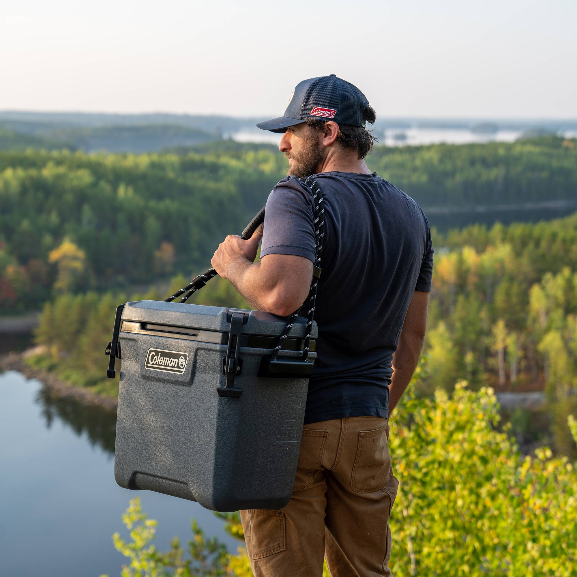 Coleman Convoy Series 28 Quart Cooler with Reflective Rope Handles, Dark Storm
