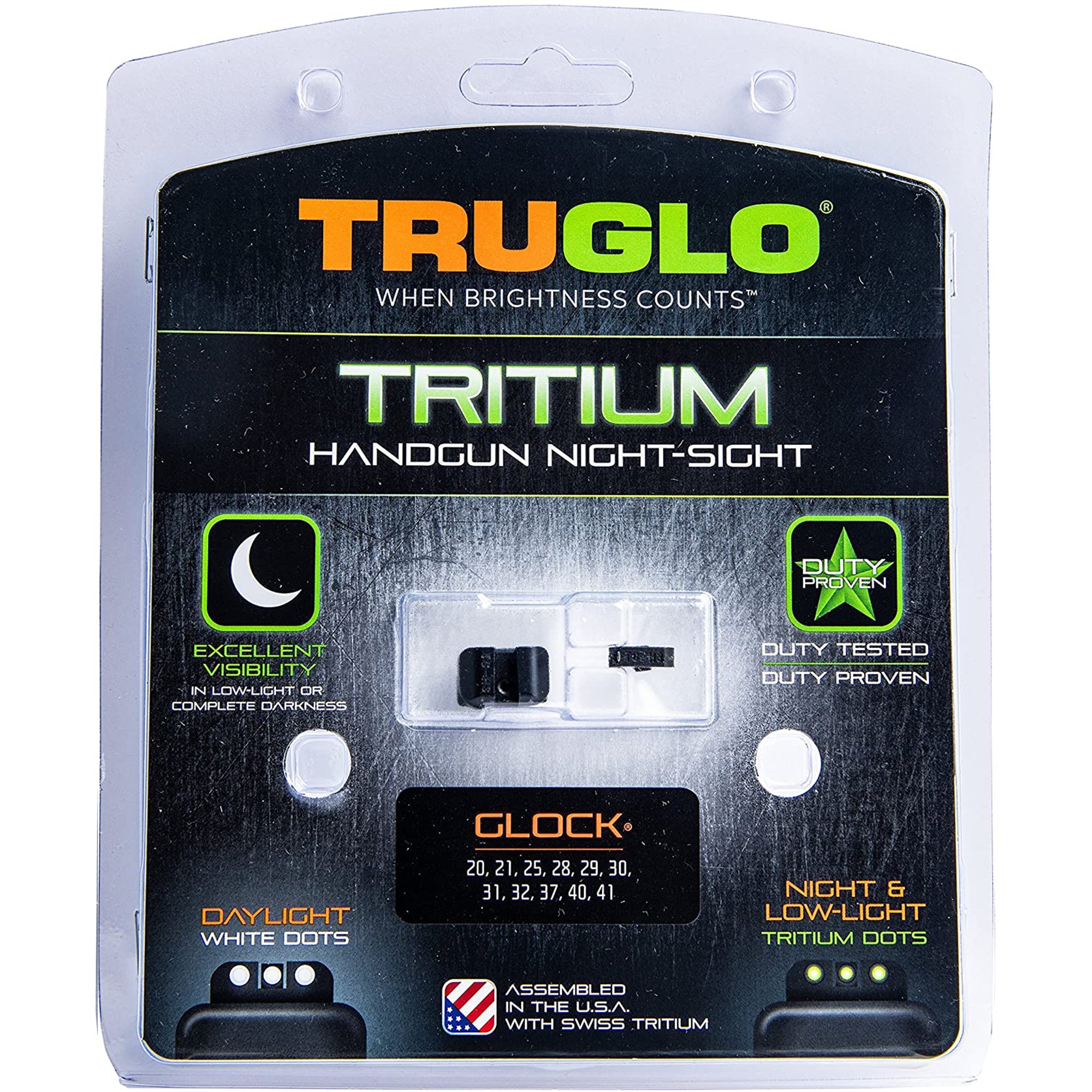 TruGlo Tritium Pro Brite Site High Set Glock Handgun Sight for Guns (2 Pack)
