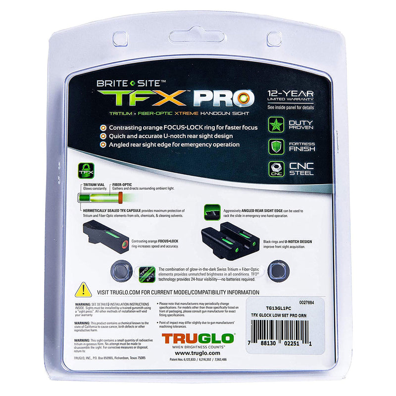 TruGlo TG13GL2PC TFK Pro Fiber Optic Tritium Handgun Sight, Fits Glock (2 Pack)