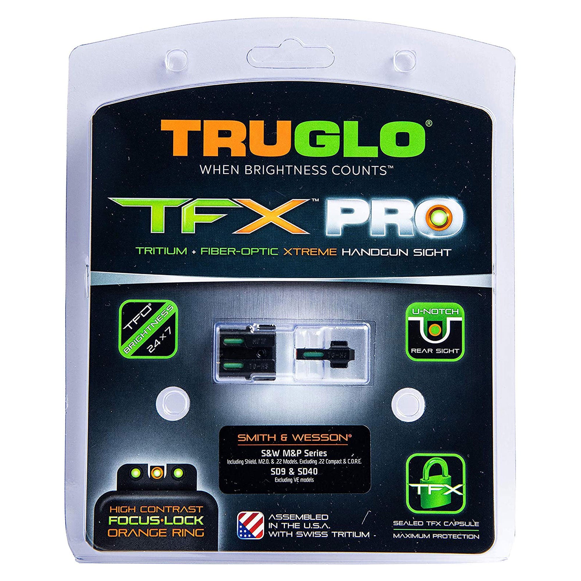 TruGlo Pro TFK Fiber Optic Tritium Sight for Smith & Wesson M&P Models (2 Pack)