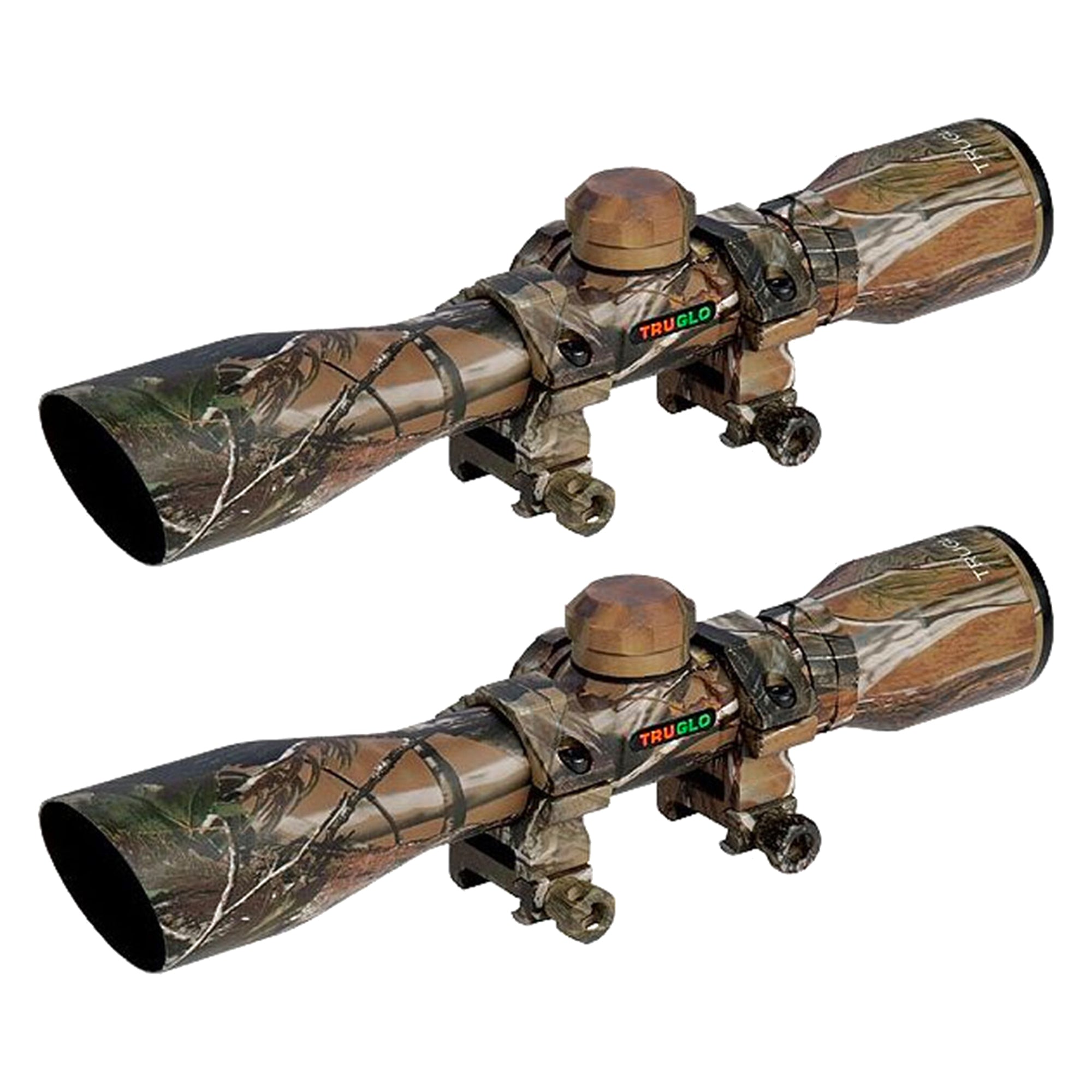 TruGlo 4 x 32 In Compact Illuminated Aluminum Shotgun Scope w/ Rings (2 Pack)