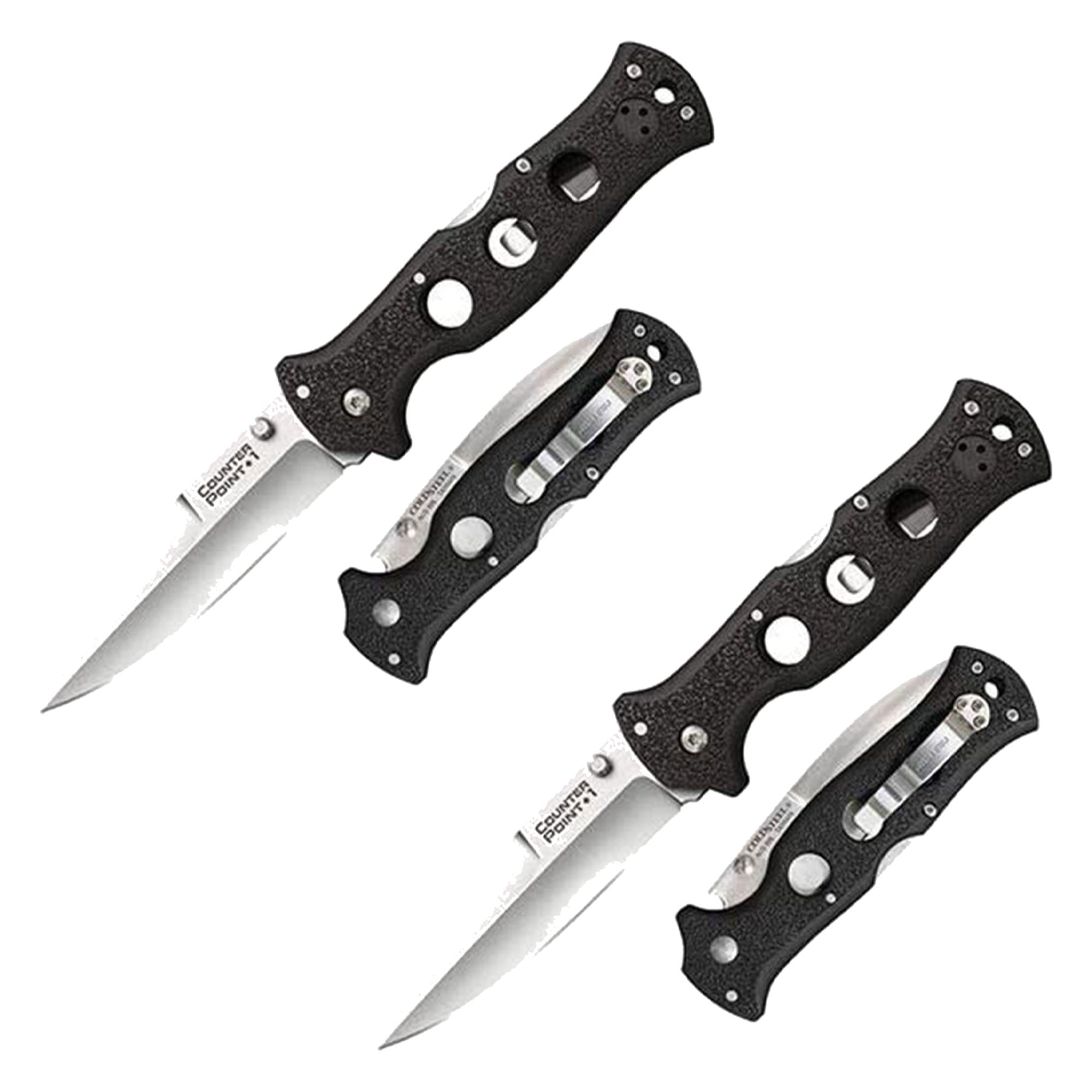 Cold Steel Counter Point Folding Knife with Tri Ad Lock and Pocket Clip (2 Pack)