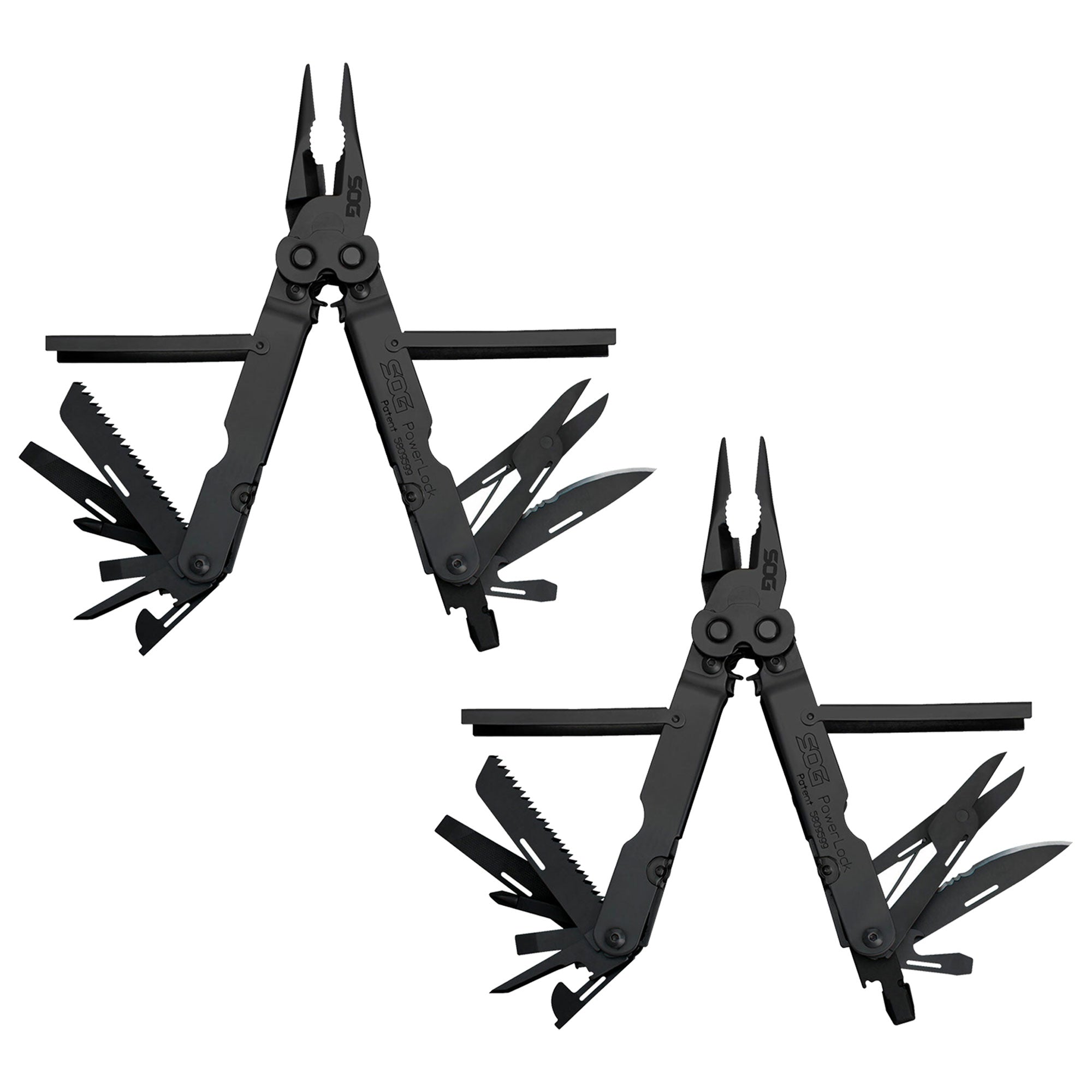 SOG PowerLock Stainless Steel Folding Knife Multi Tool Pliers, Black (2 Pack) - VMInnovations