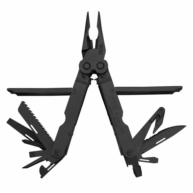 SOG Powerlock Stainless Steel Folding V Cutter Multi Tool Pliers, Black (2 Pack)