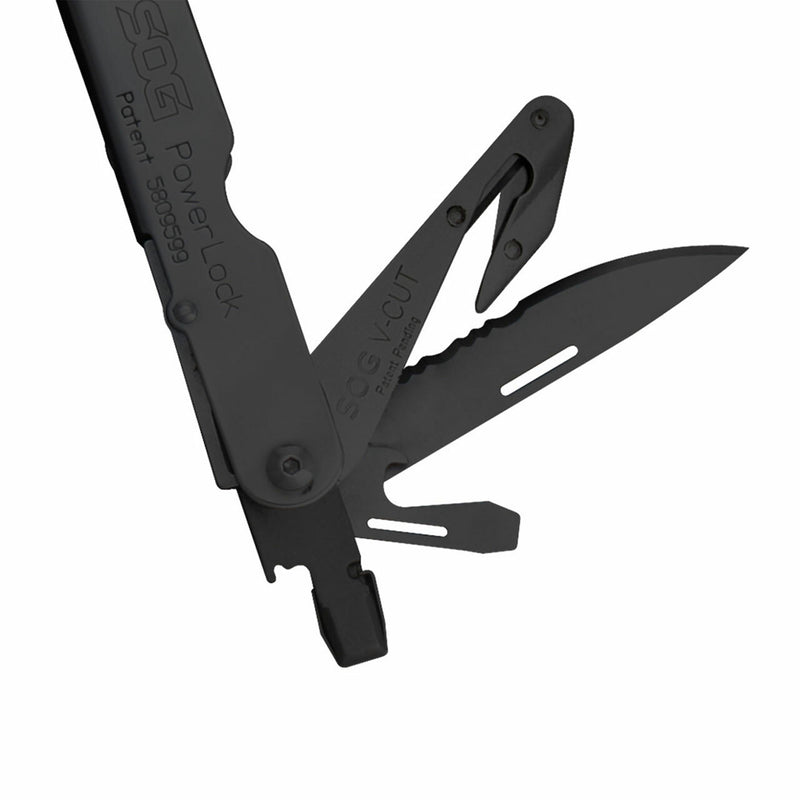 SOG Powerlock Stainless Steel Folding V Cutter Multi Tool Pliers, Black (2 Pack)