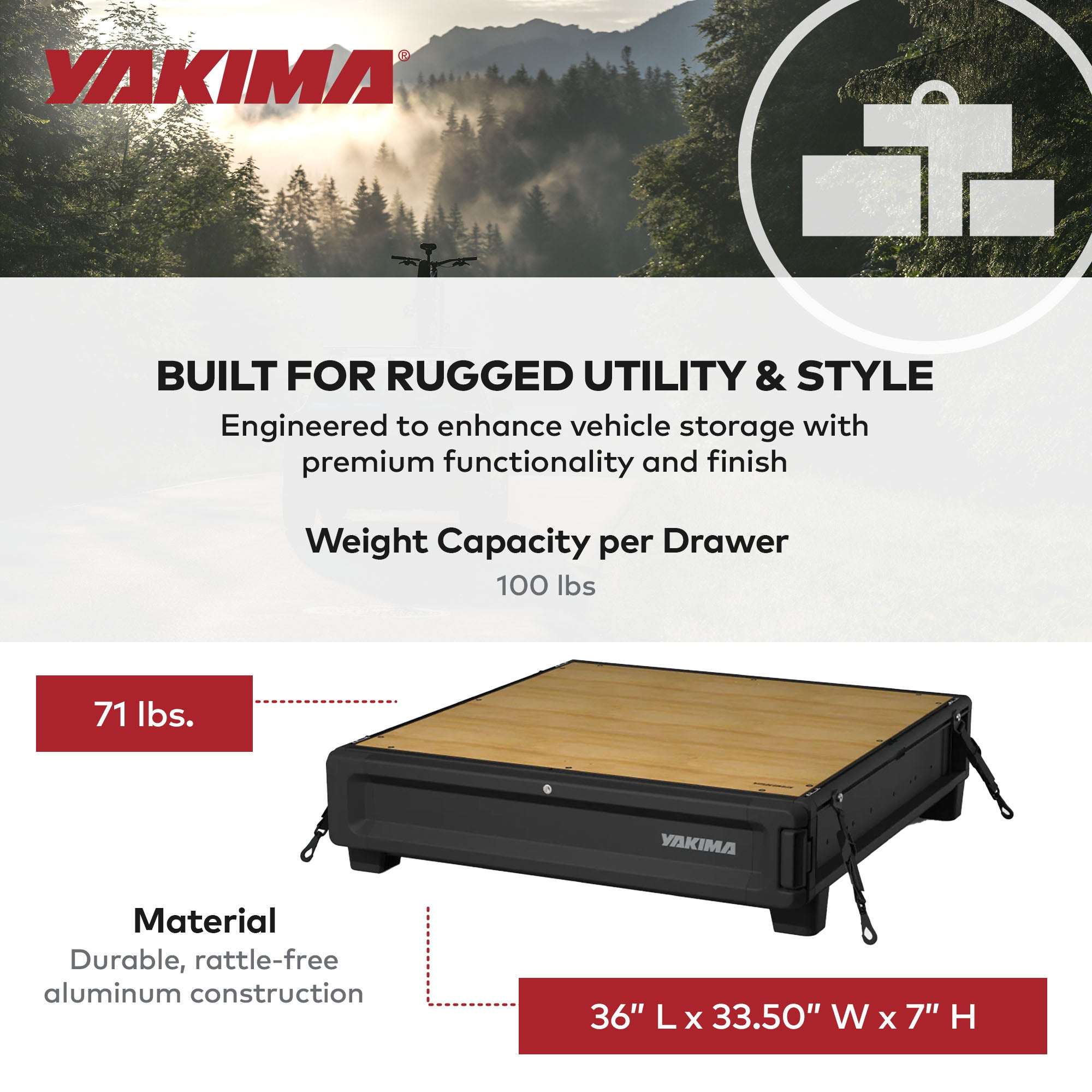 Yakima MOD HomeBase Base Unit of Drawer System with Internal Drawer Divider - VMInnovations