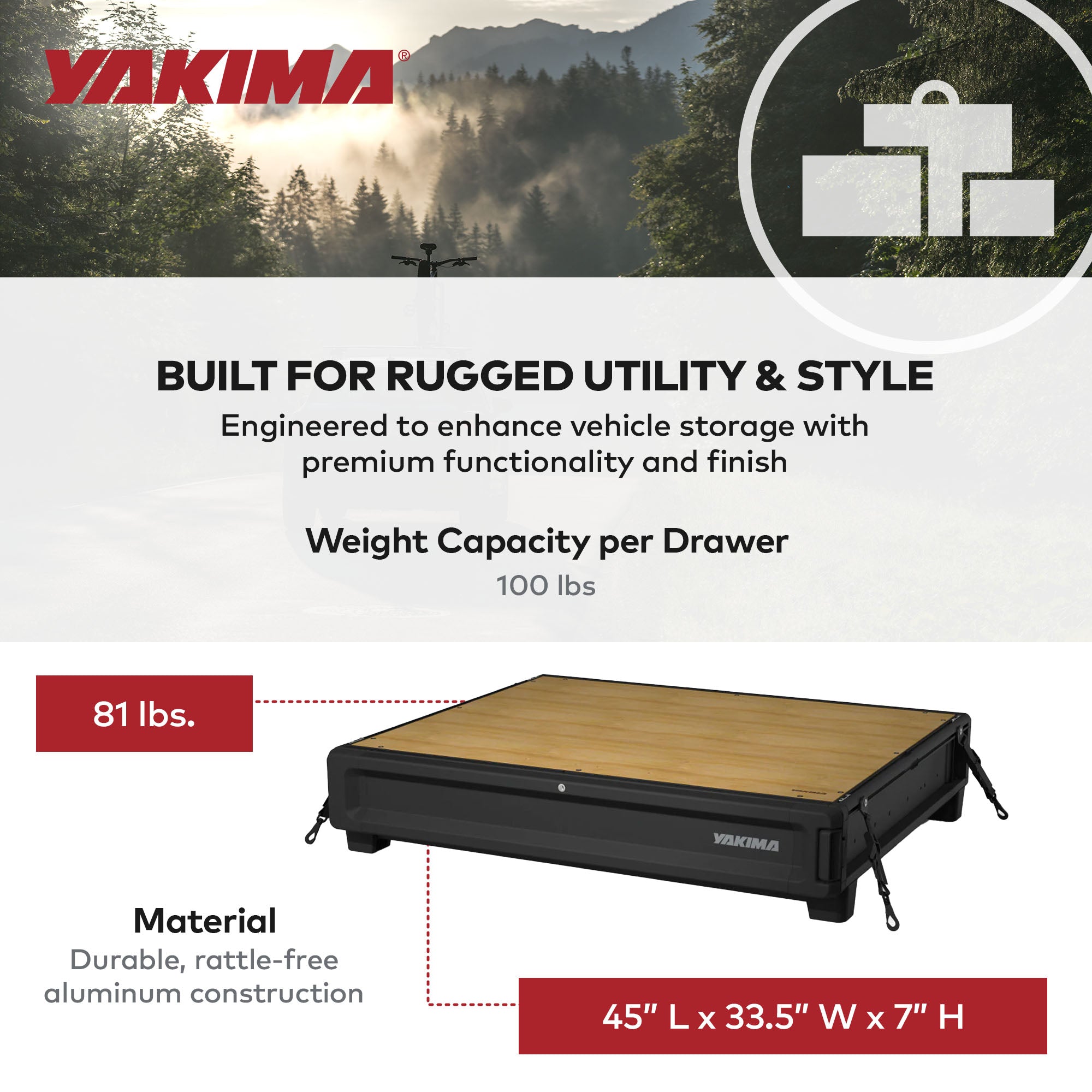 Yakima MOD HomeBase XL Base Unit of Drawer System w/Internal Drawer Divider - VMInnovations