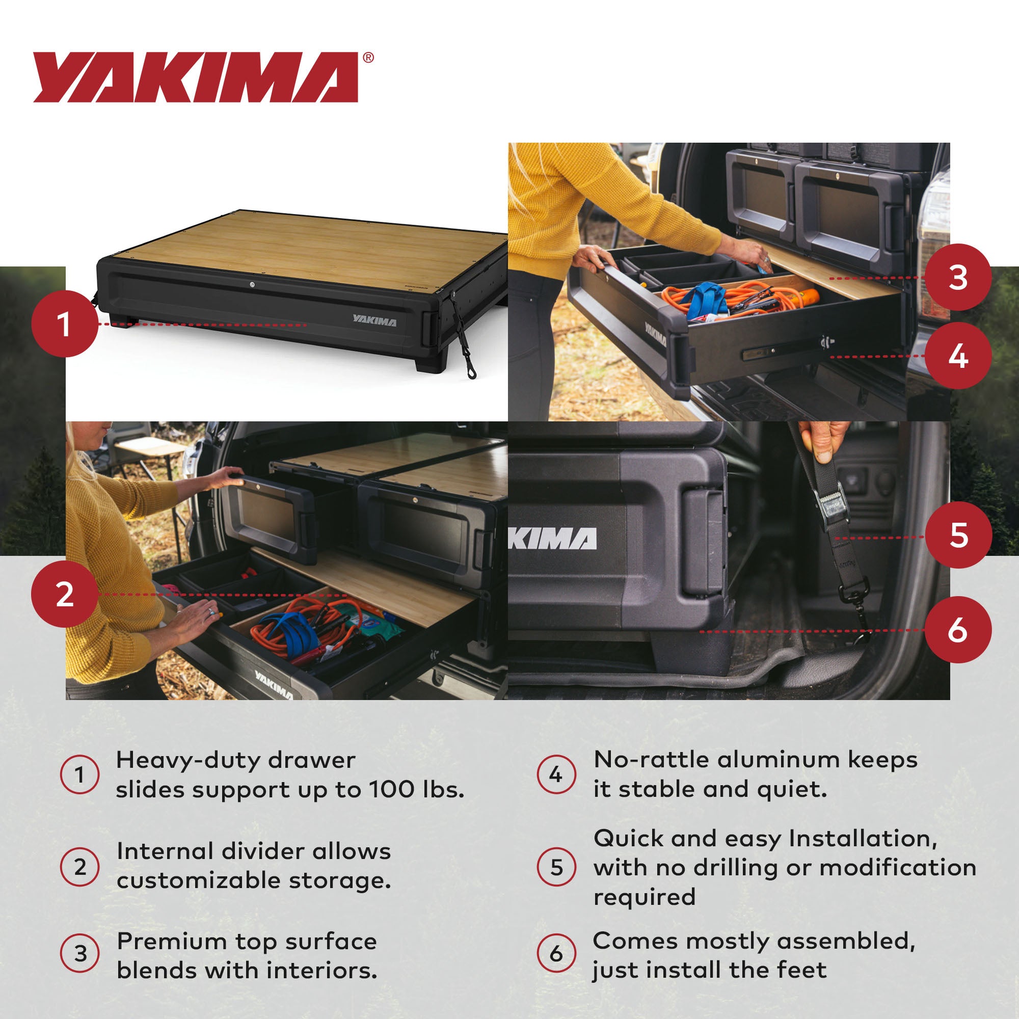 Yakima MOD HomeBase XL Base Unit of Drawer System w/Internal Drawer Divider - VMInnovations