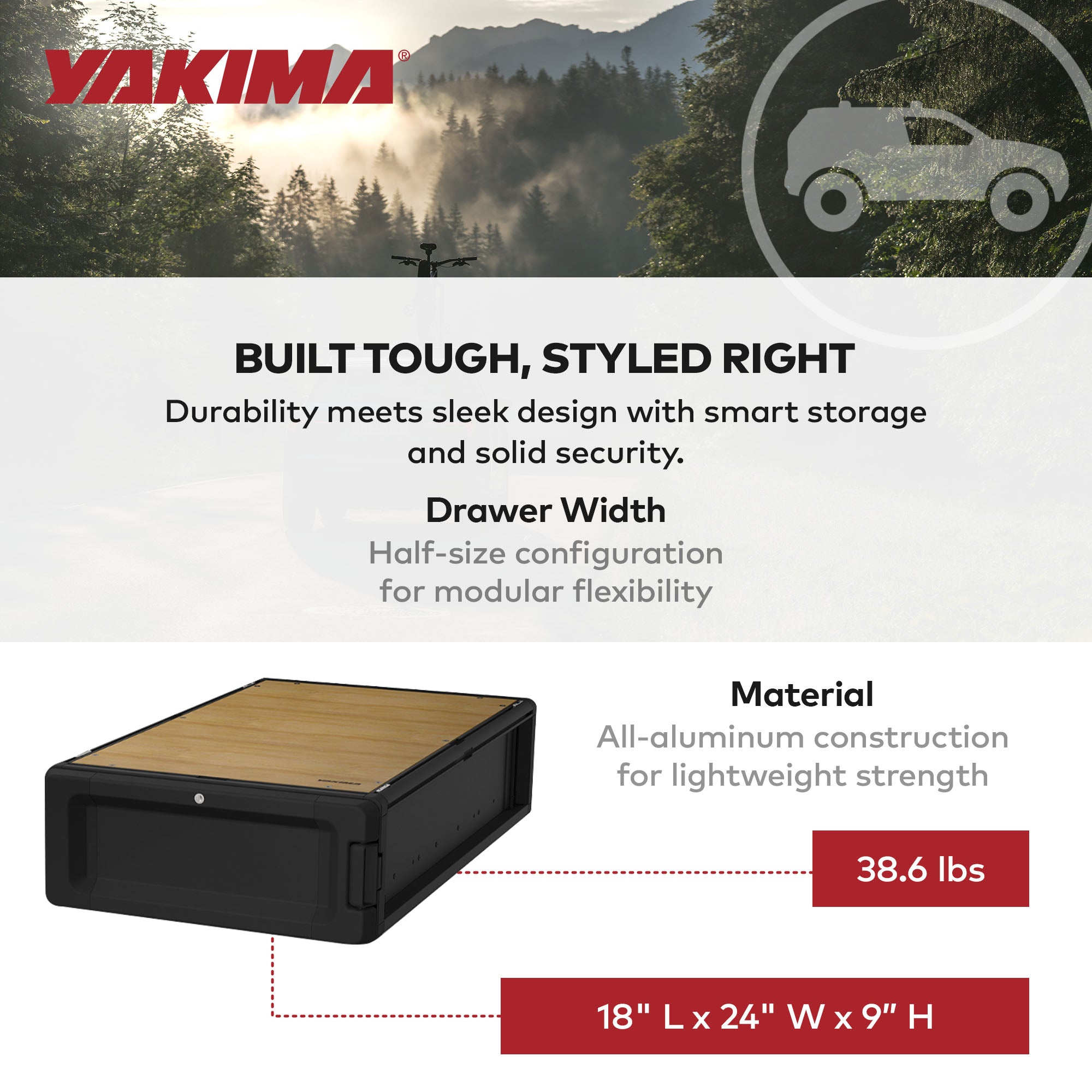 Yakima MOD Topper Medium Drawer Add On with Finished Top Surface and SKS Lock - VMInnovations