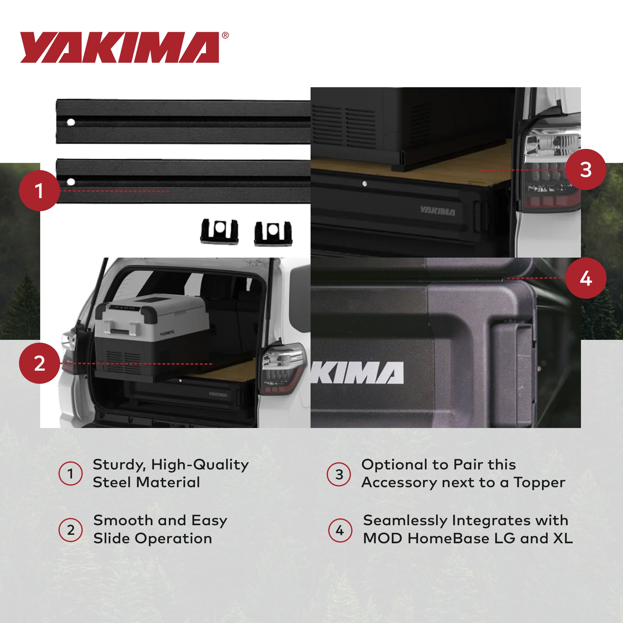 Yakima MOD Fridge Slide Mounting Bracket Kit for Dometic Fridge Slides, Black - VMInnovations