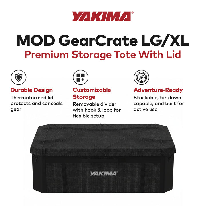 Yakima MOD GearCrate Large/Extra Large Stackable Premium Tote with Lid, Black - VMInnovations