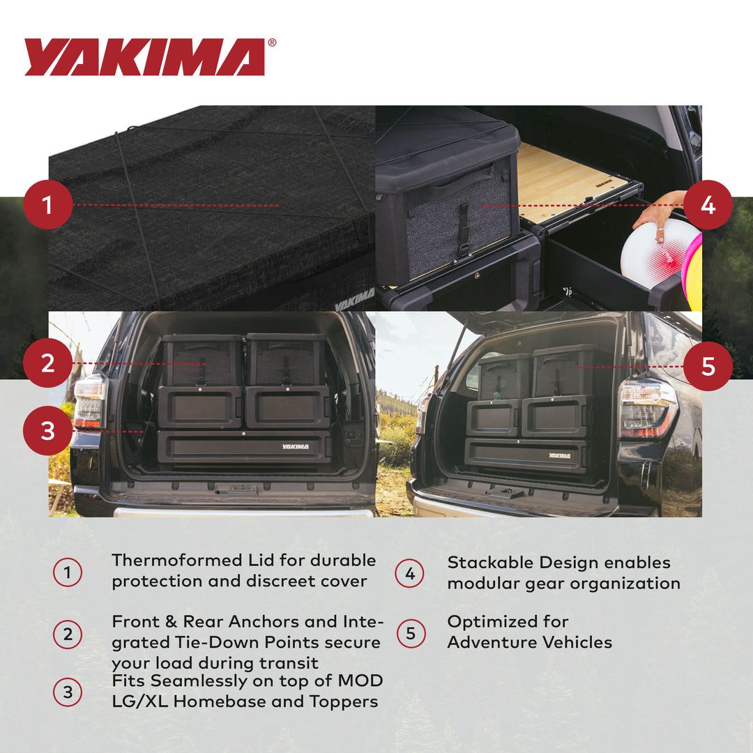 Yakima MOD GearCrate Large/Extra Large Stackable Premium Tote with Lid, Black - VMInnovations