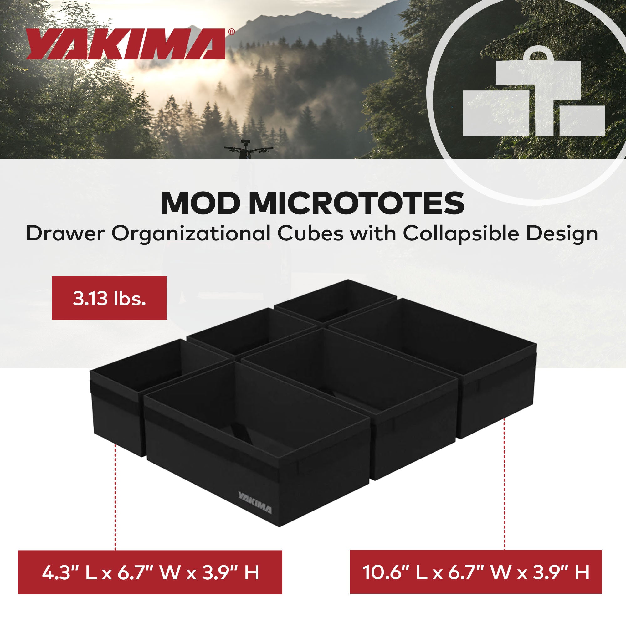 Yakima MOD MicroTotes Drawer Organizational Cubes with Collapsible Design, Black - VMInnovations